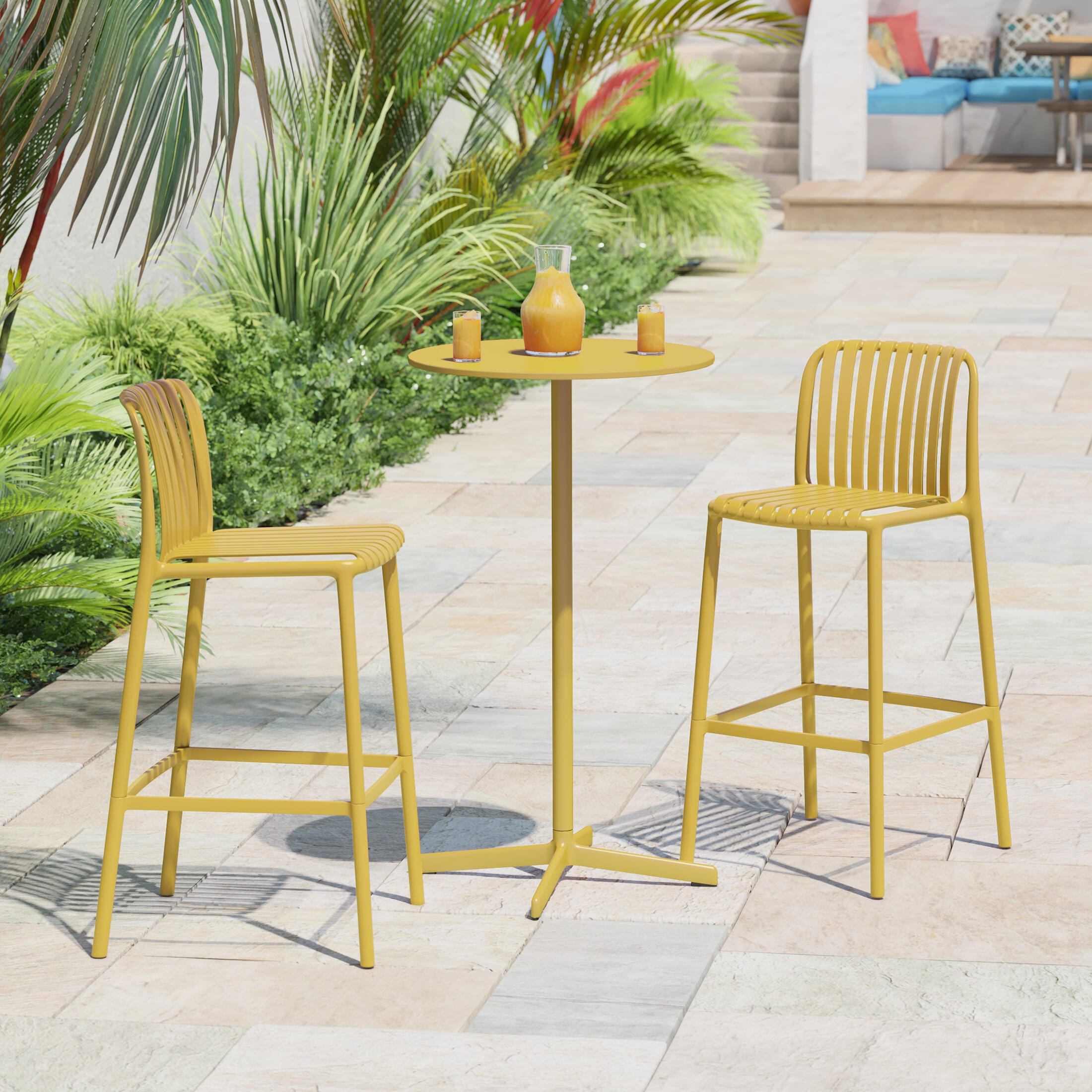 Westin Furniture Soleil Outdoor Bar Stool (Set of 2), Yellow, rollover