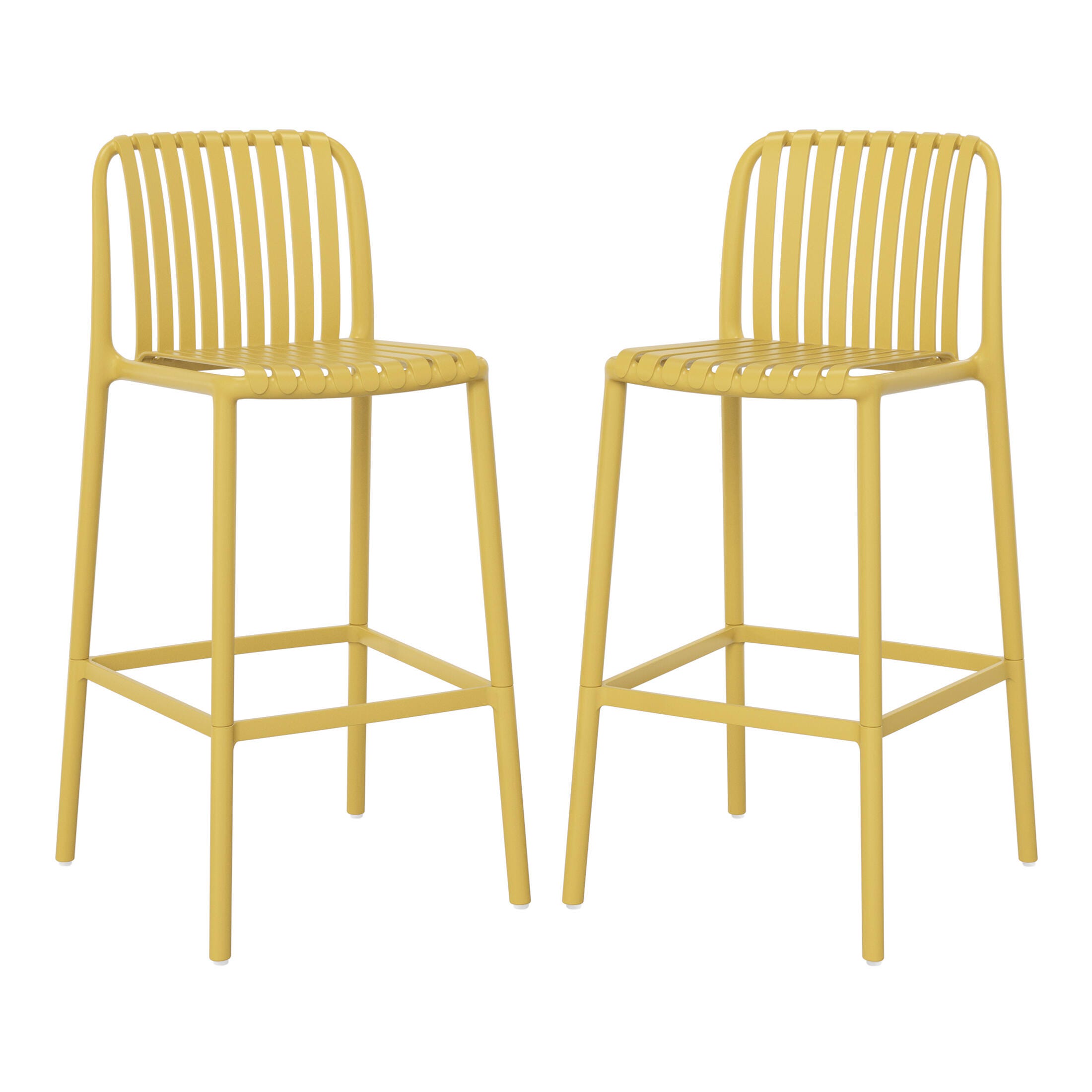 Westin Furniture Soleil Outdoor Bar Stool (Set of 2), Yellow, large