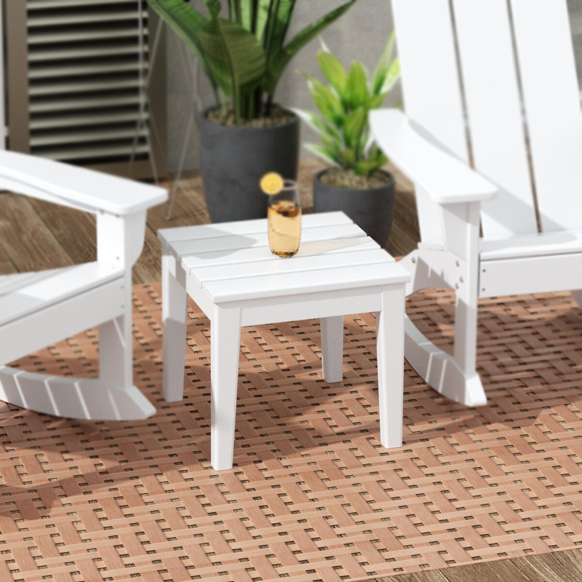 Westin Furniture Shoreside Outdoor Side Table, White, large