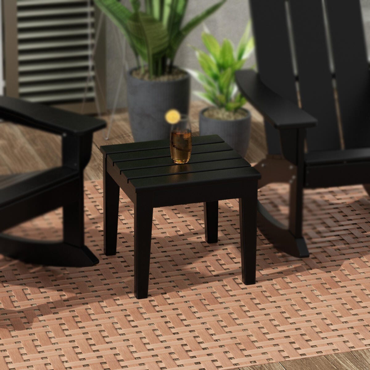 Westin Furniture Shoreside Outdoor Side Table, Black, large