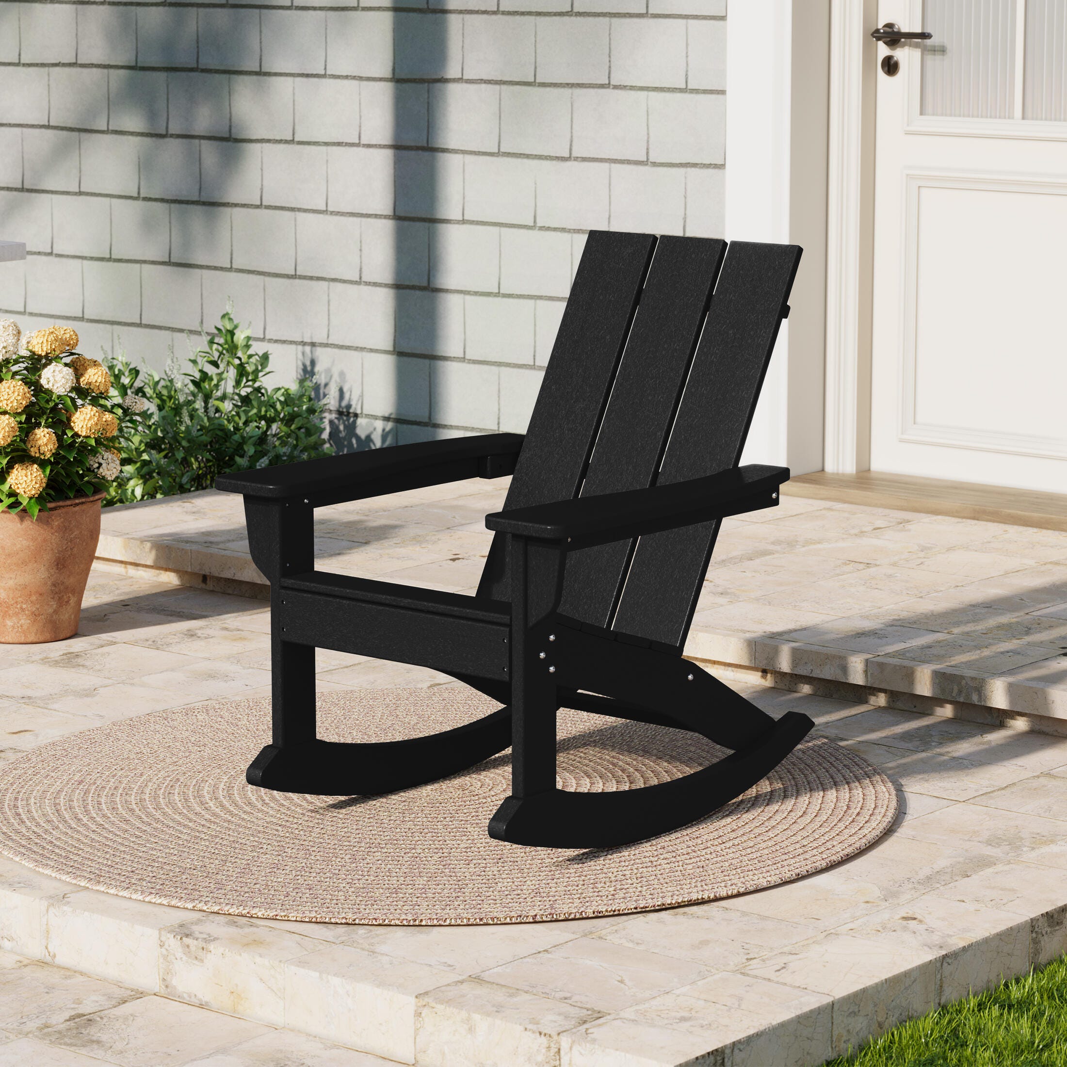 Westin Furniture Shoreside Outdoor Adirondack Chair, Black, rollover