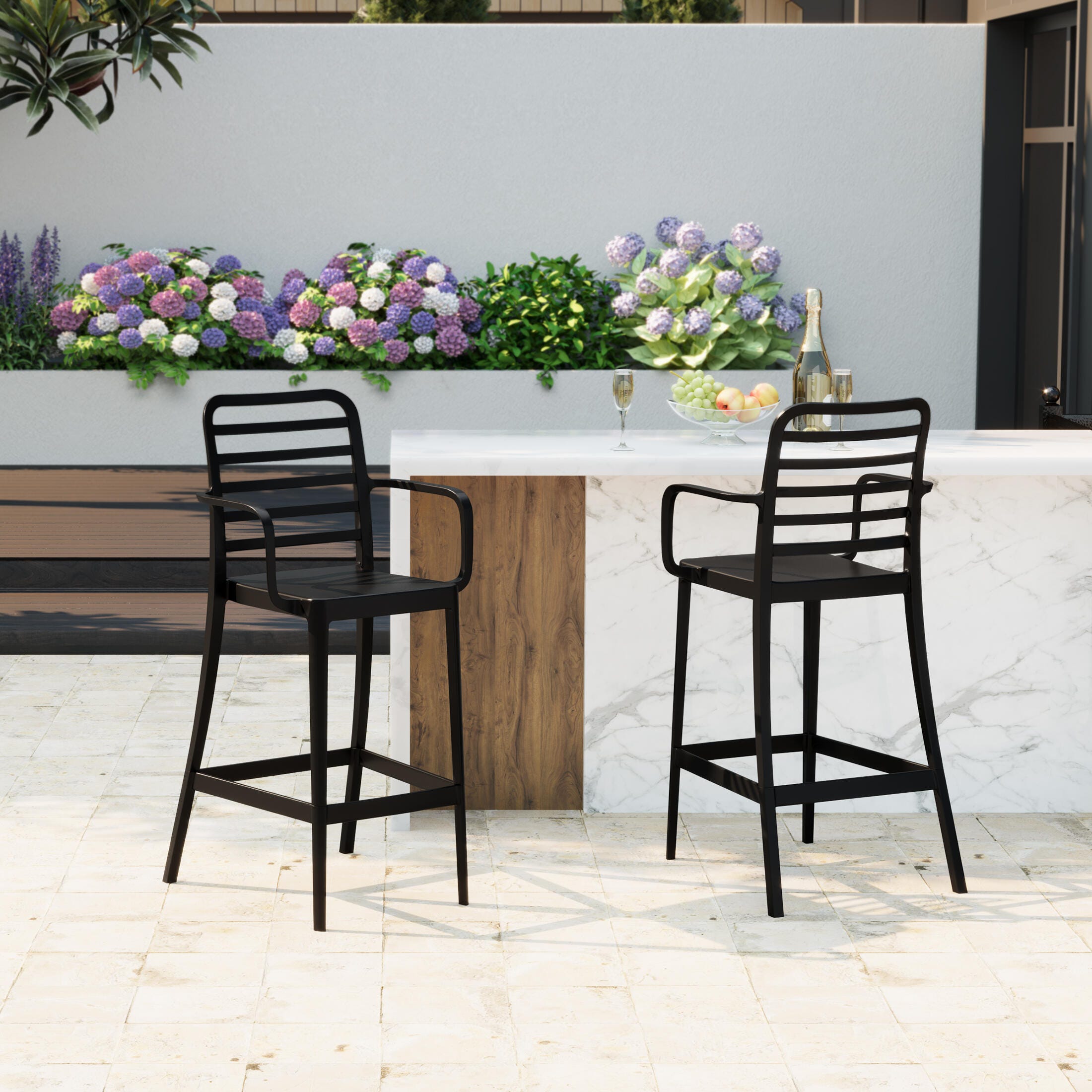 Westin Furniture Solene Outdoor Bar Stool (Set of 2), Black, rollover