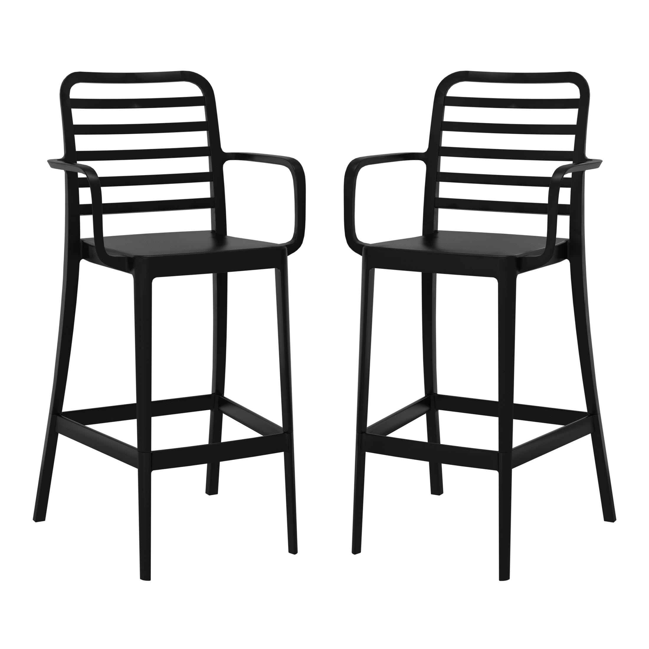 Westin Furniture Solene Outdoor Bar Stool (Set of 2), Black, large