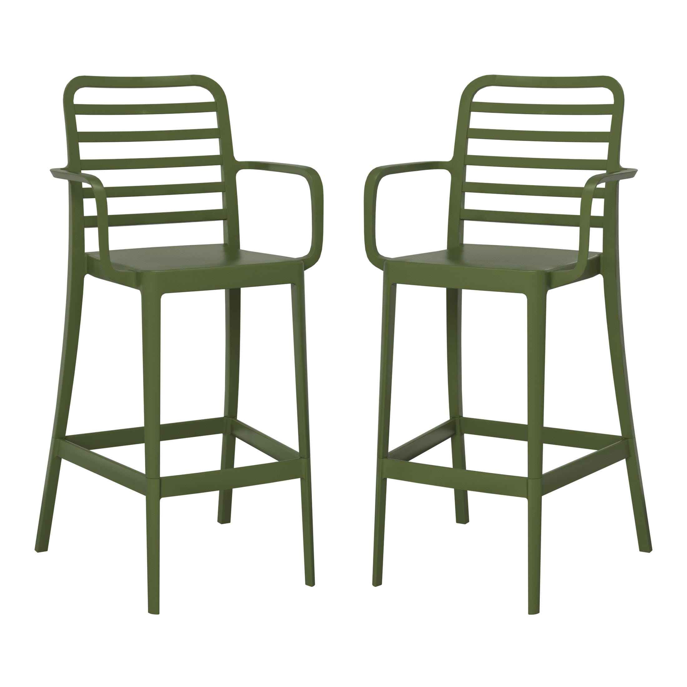 Westin Furniture Solene Outdoor Bar Stool (Set of 2), Olive Green, large