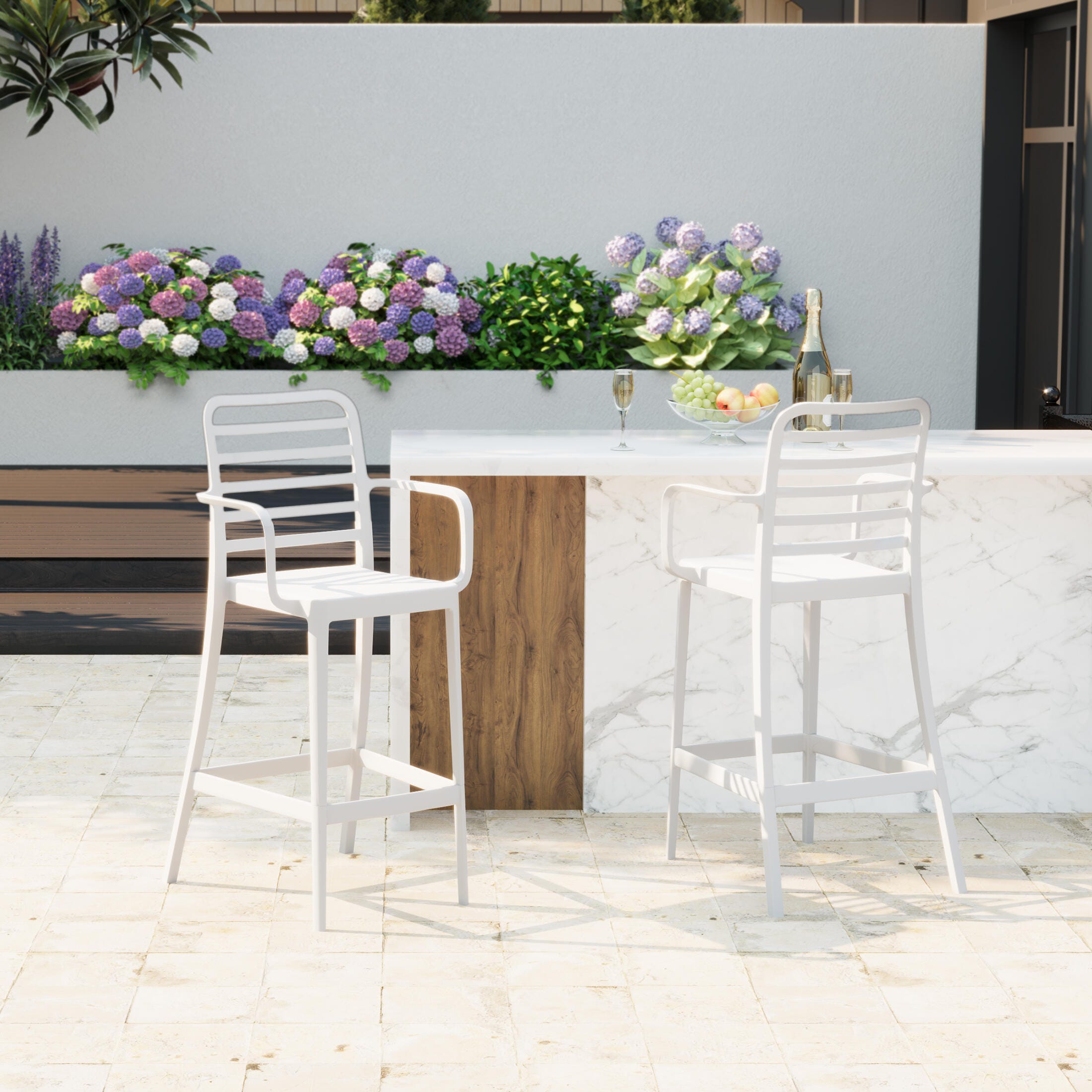 Westin Furniture Solene Outdoor Bar Stool (Set of 2), White, rollover