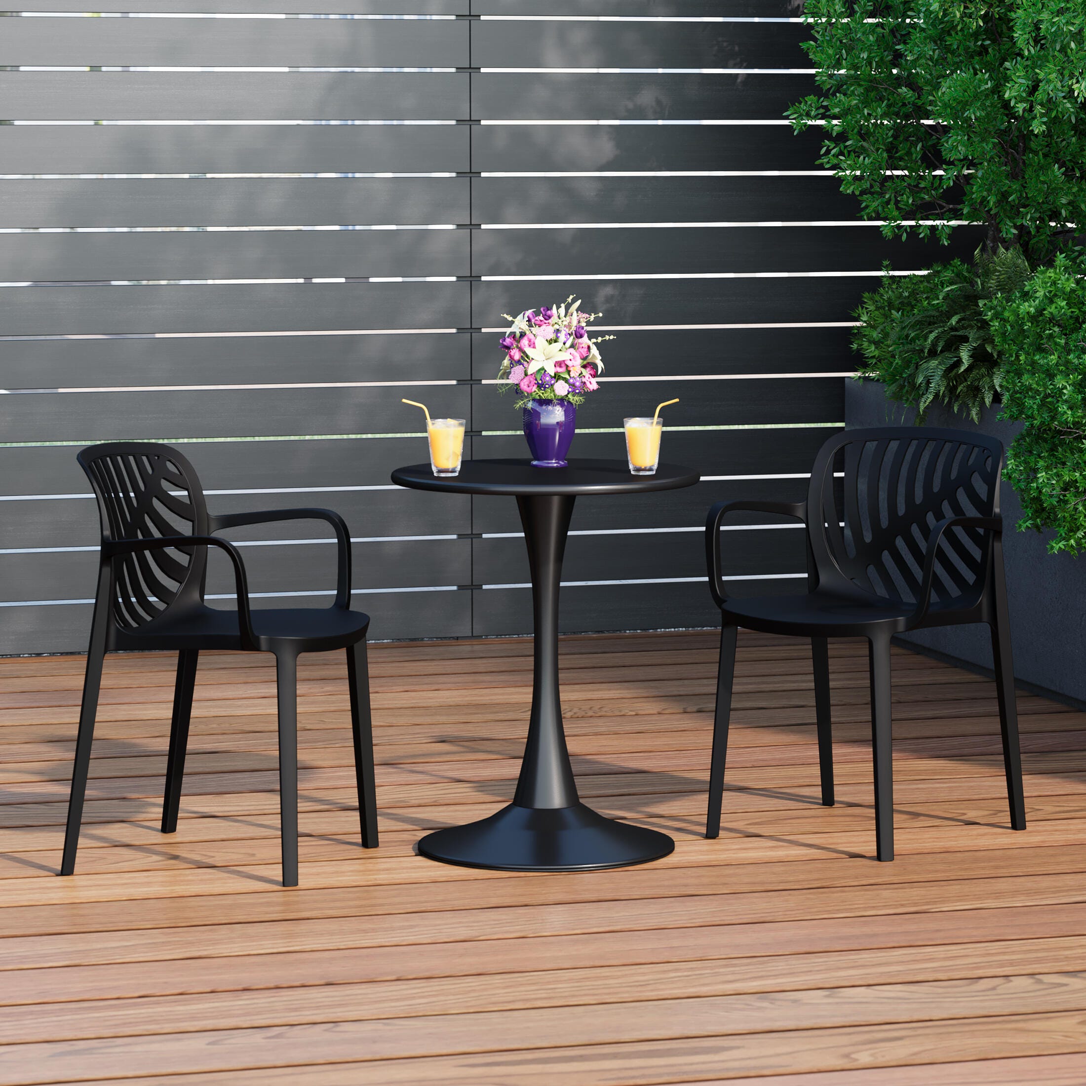 Westin Furniture Haven Outdoor Dining Armchair (Set of 2), Black, rollover