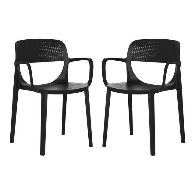 Westin Furniture Azure Outdoor Dining Armchair (Set of 2), Black