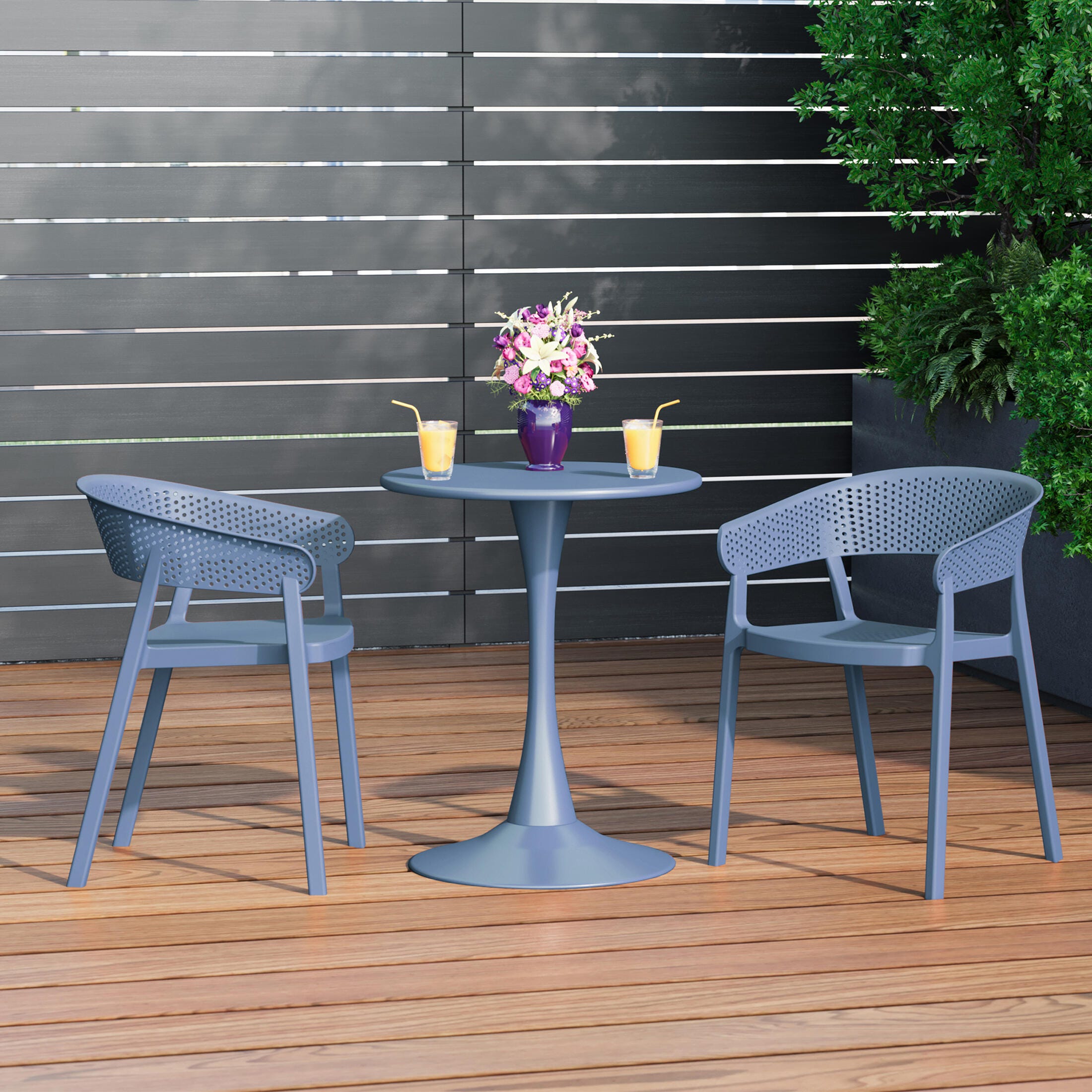 Westin Furniture Cove Outdoor Dining Armchair (Set of 2), French Blue, rollover