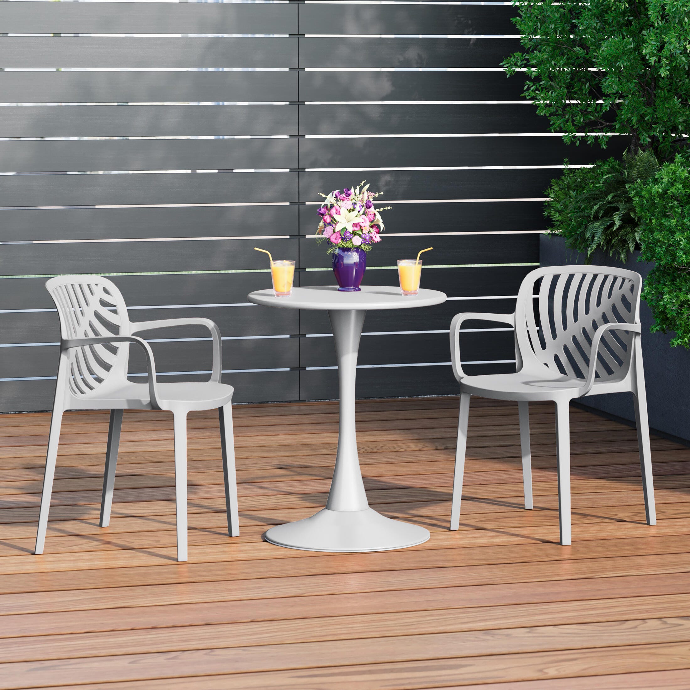 Westin Furniture Haven Outdoor Dining Armchair (Set of 2), Gray, rollover