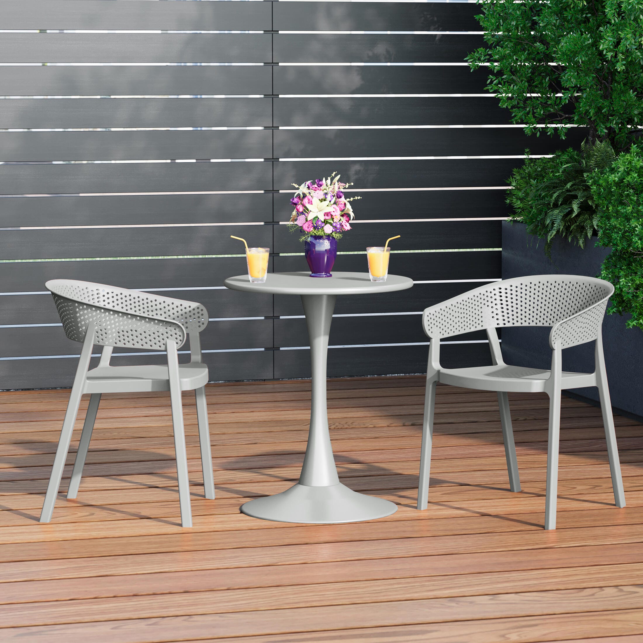 Westin Furniture Cove Outdoor Dining Armchair (Set of 2), Gray, rollover