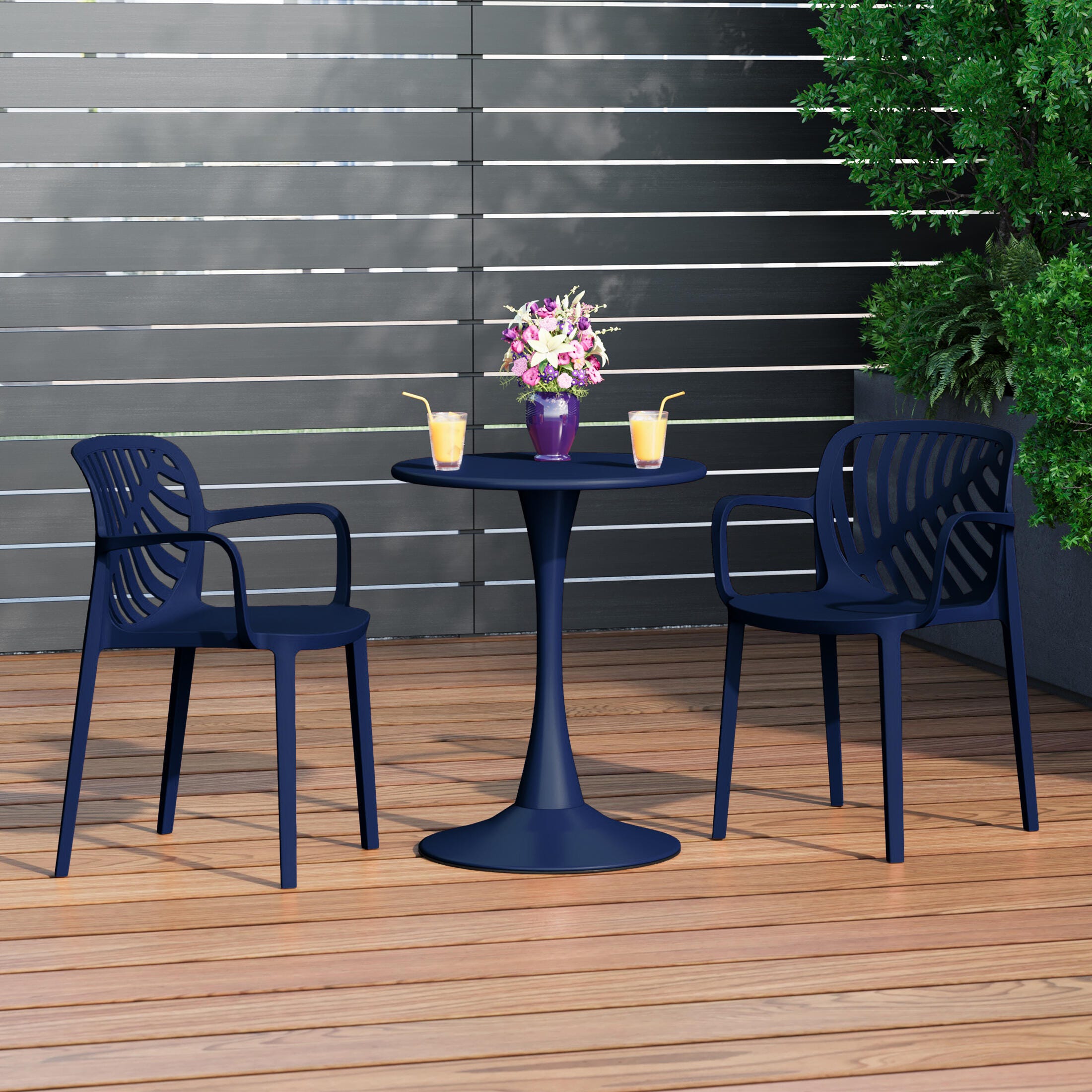 Westin Furniture Haven Outdoor Dining Armchair (Set of 2), Navy Blue