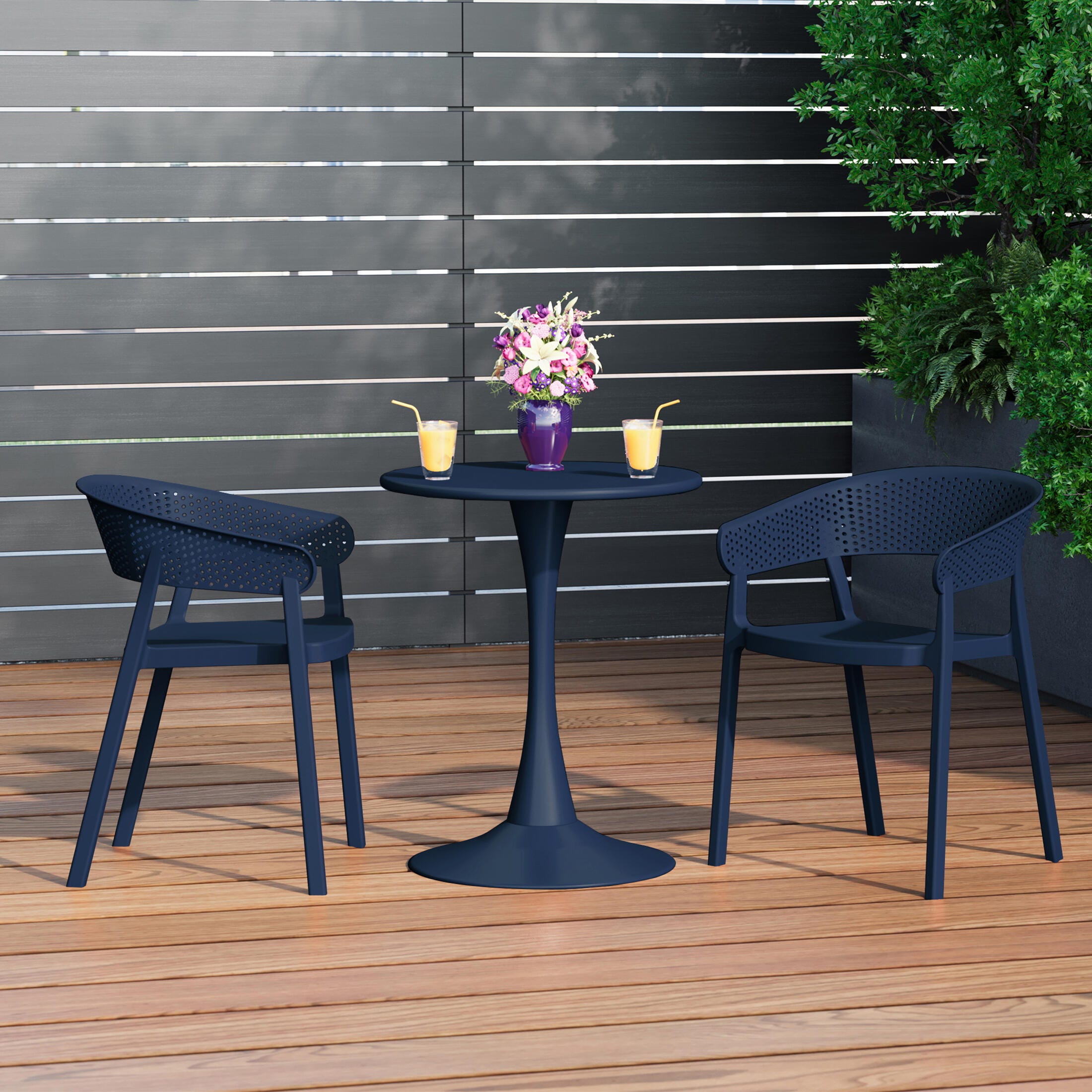 Westin Furniture Cove Outdoor Dining Armchair (Set of 2), Navy Blue, large