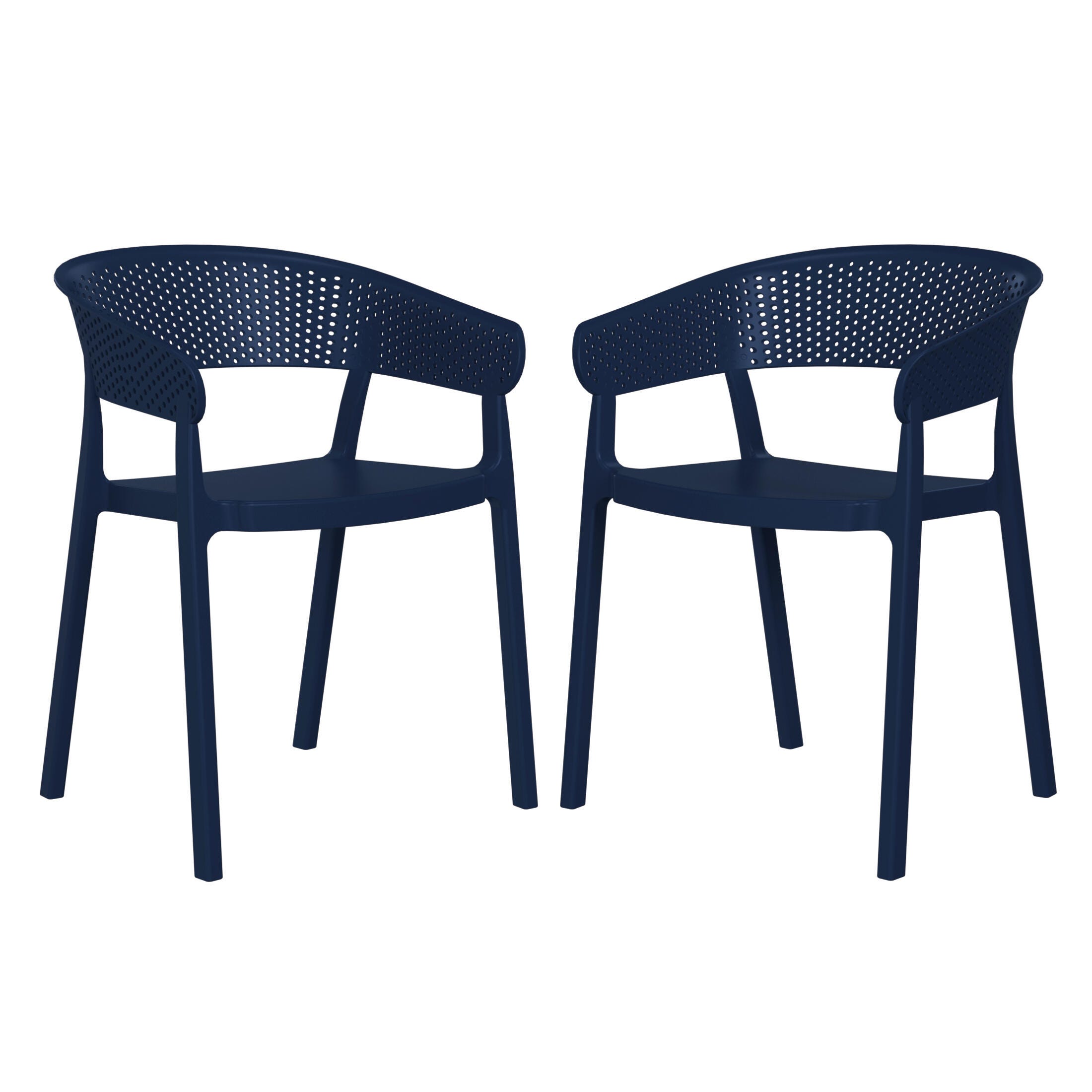 Westin Furniture Cove Outdoor Dining Armchair (Set of 2), Navy Blue, large