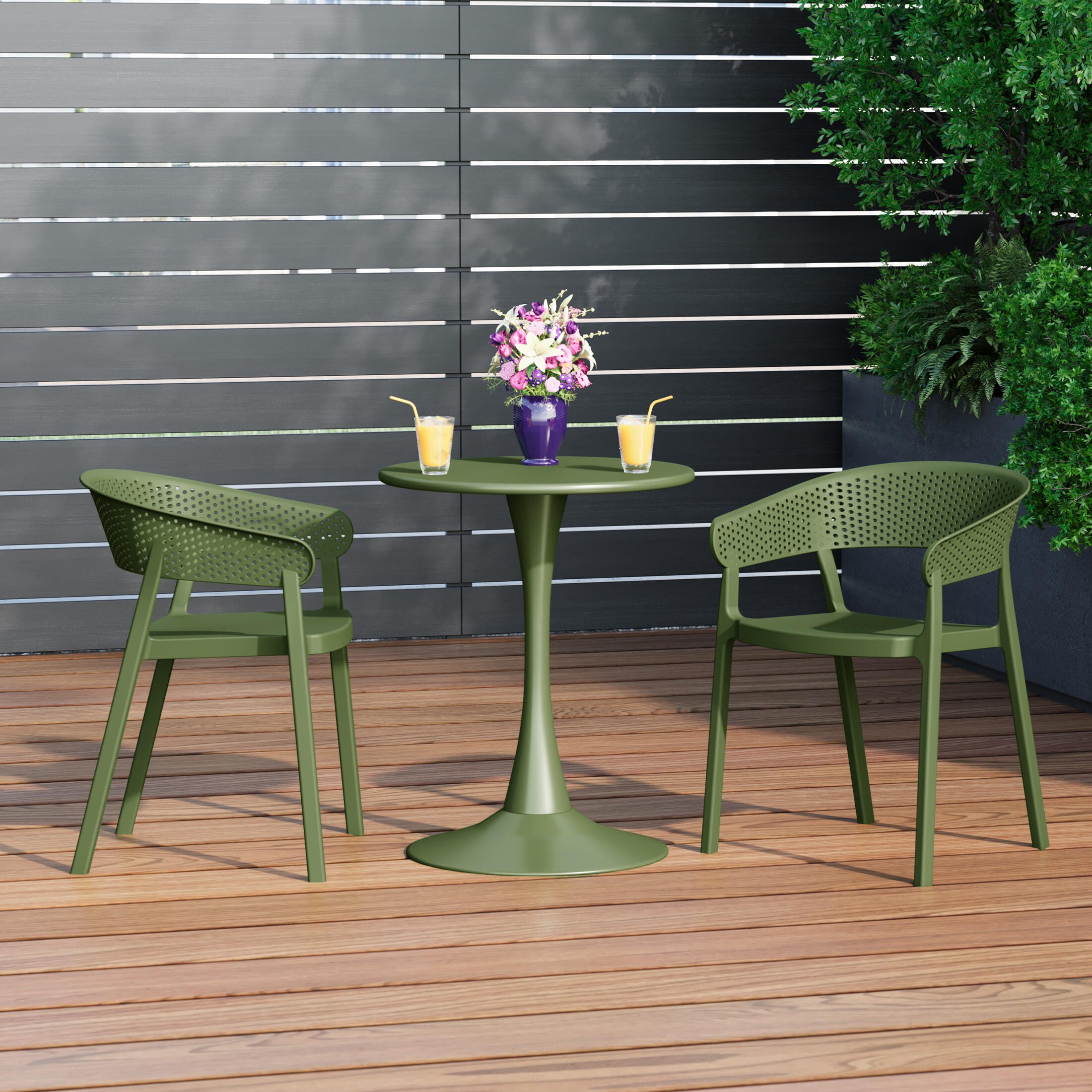 Westin Furniture Cove Outdoor Dining Armchair (Set of 2), Olive Green, rollover