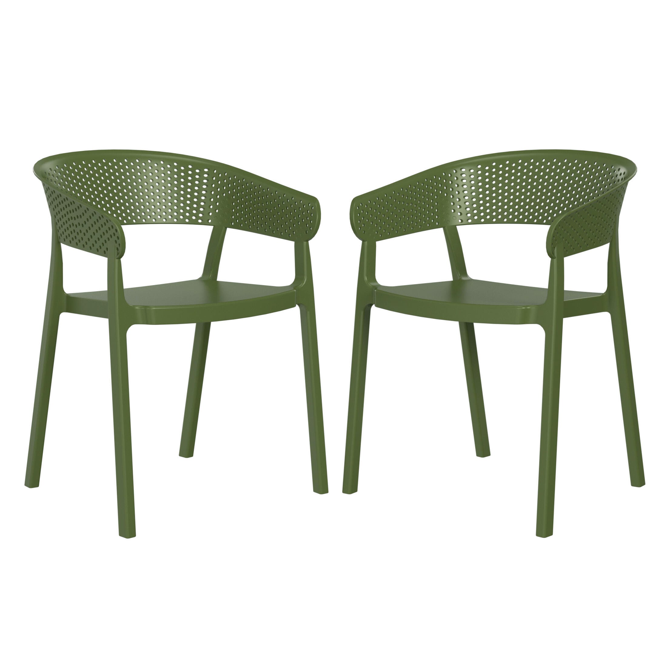 Westin Furniture Cove Outdoor Dining Armchair (Set of 2), Olive Green
