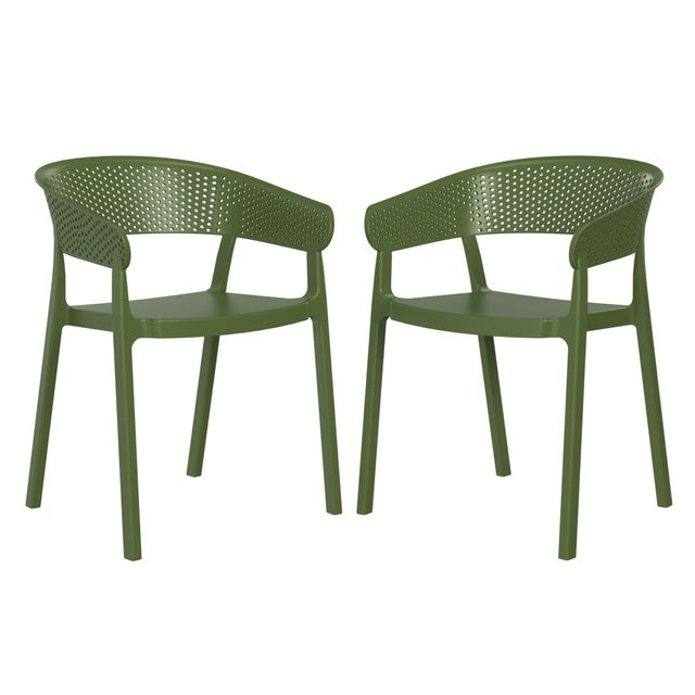 Westin Furniture Cove Outdoor Dining Armchair (Set of 2), Olive Green