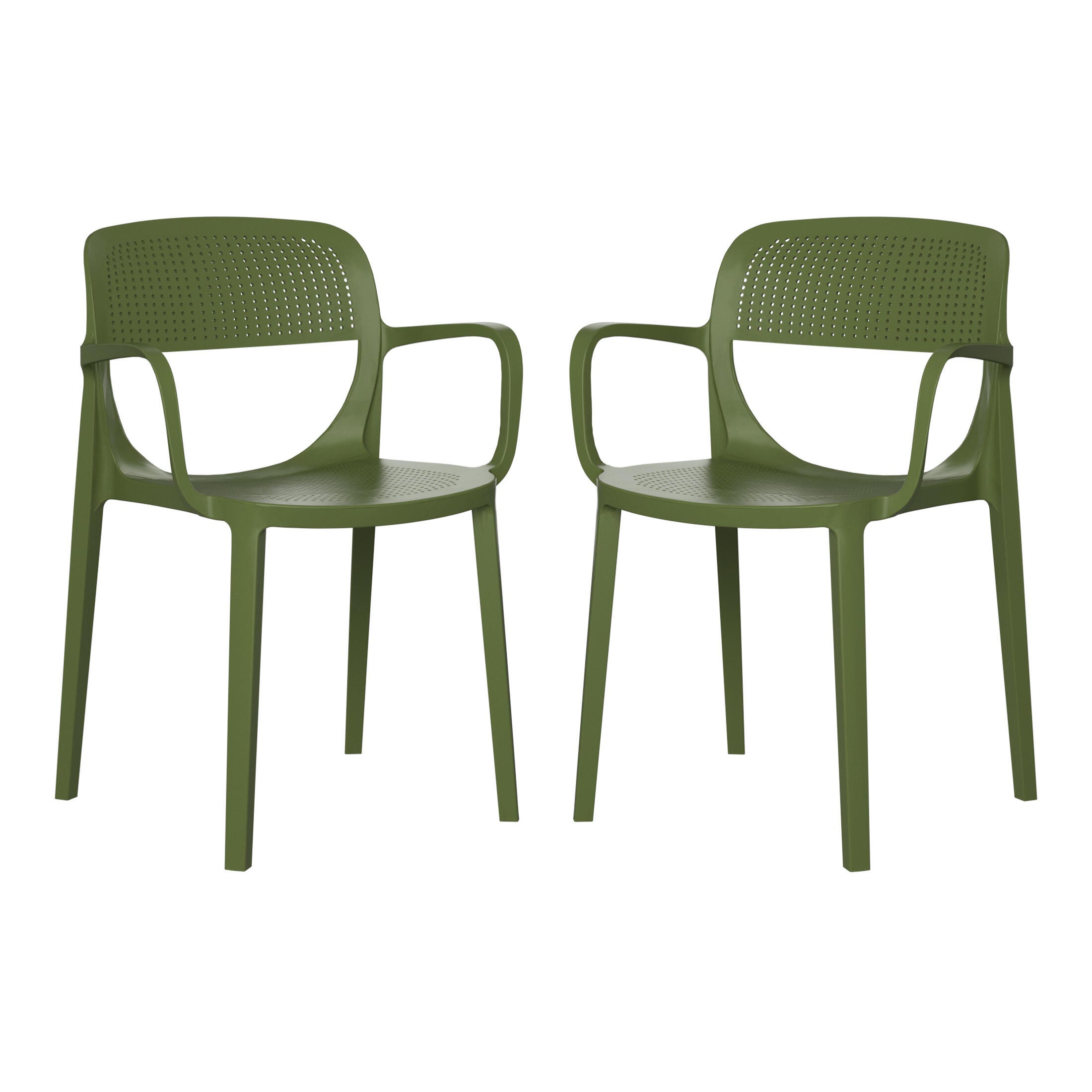Westin Furniture Azure Outdoor Dining Armchair (Set of 2), Olive Green, large