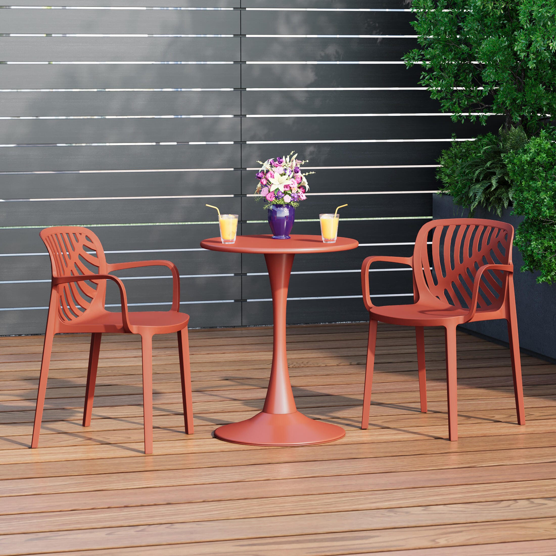 Westin Furniture Haven Outdoor Dining Armchair (Set of 2), Red, rollover