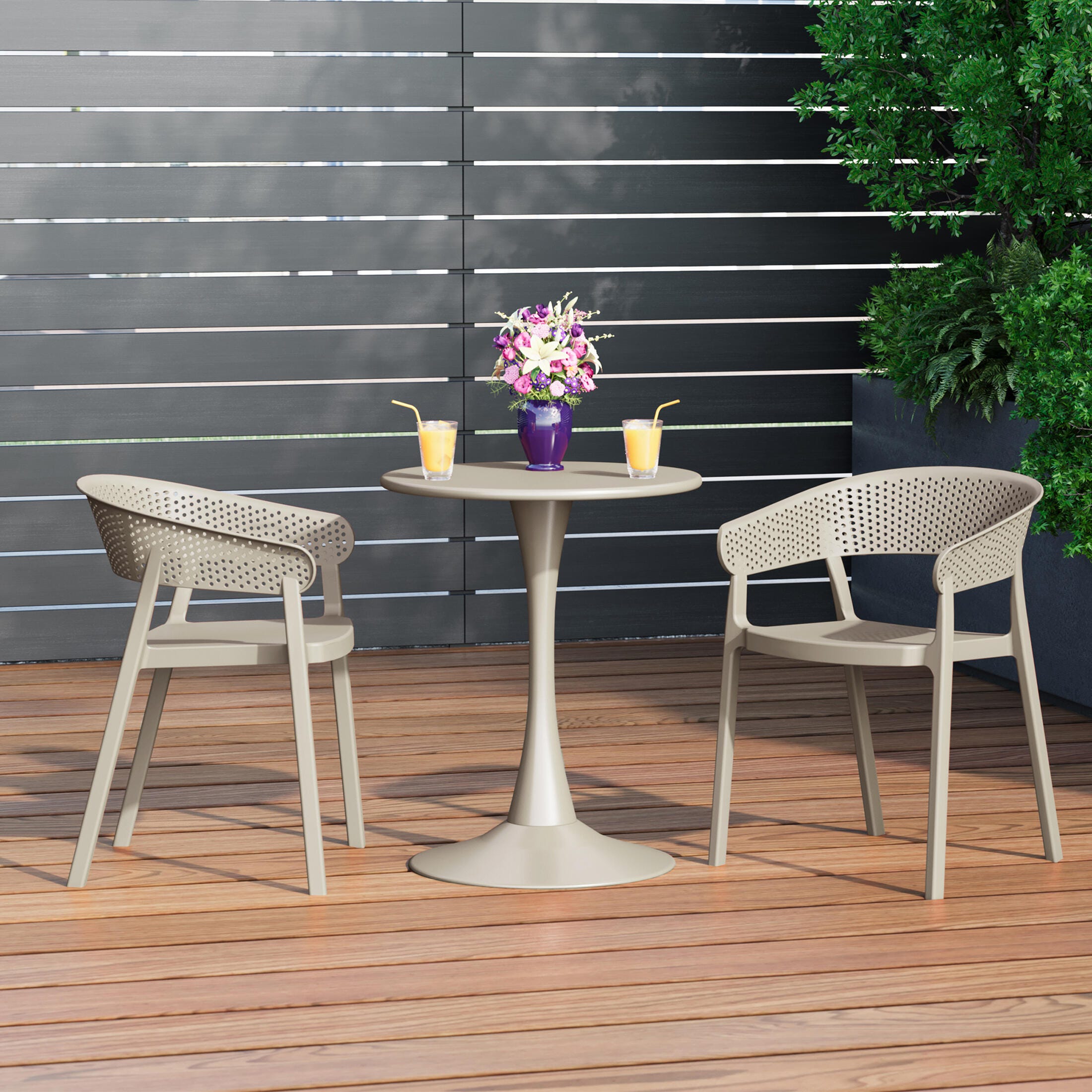 Westin Furniture Cove Outdoor Dining Armchair (Set of 2), Sand