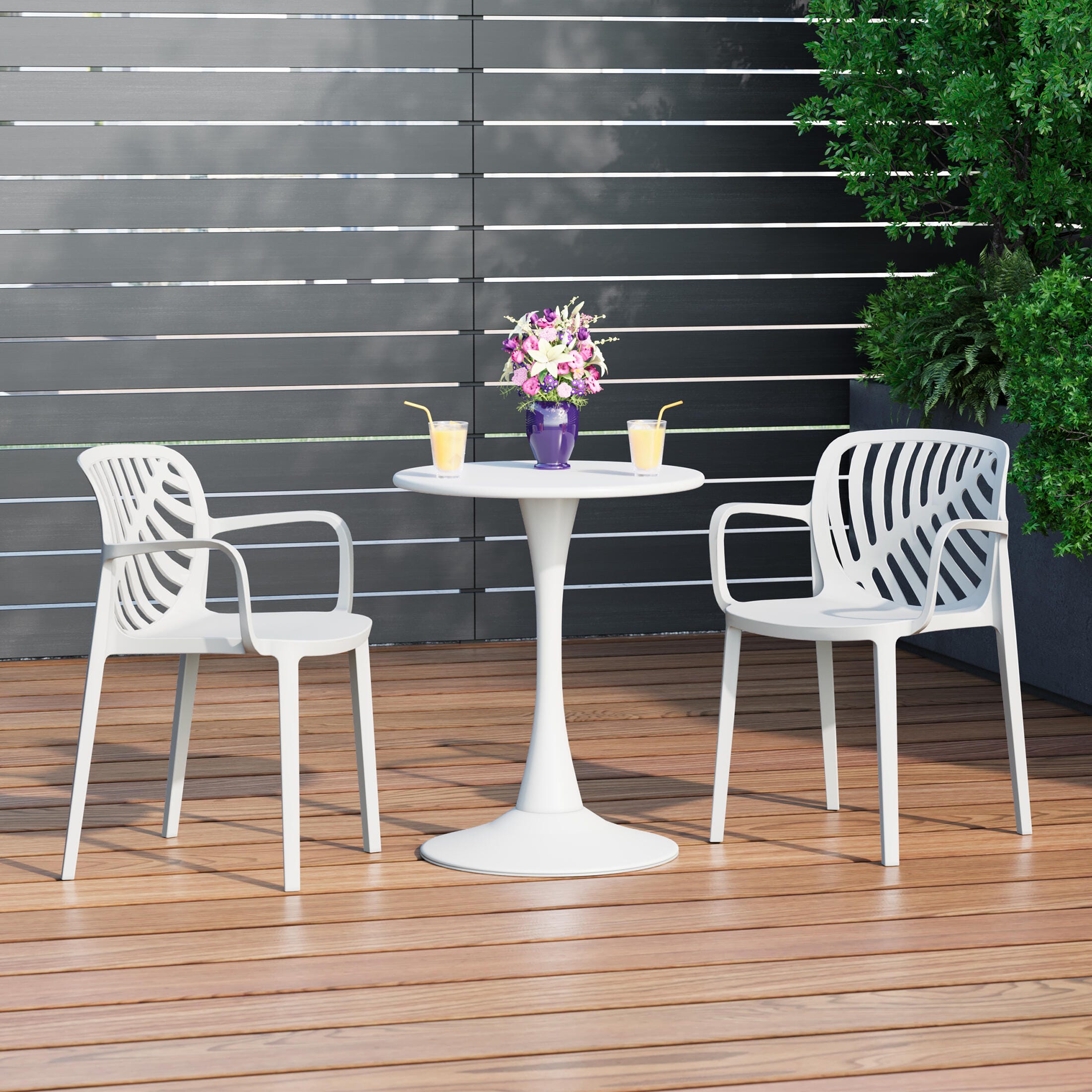 Westin Furniture Haven Outdoor Dining Armchair (Set of 2), White