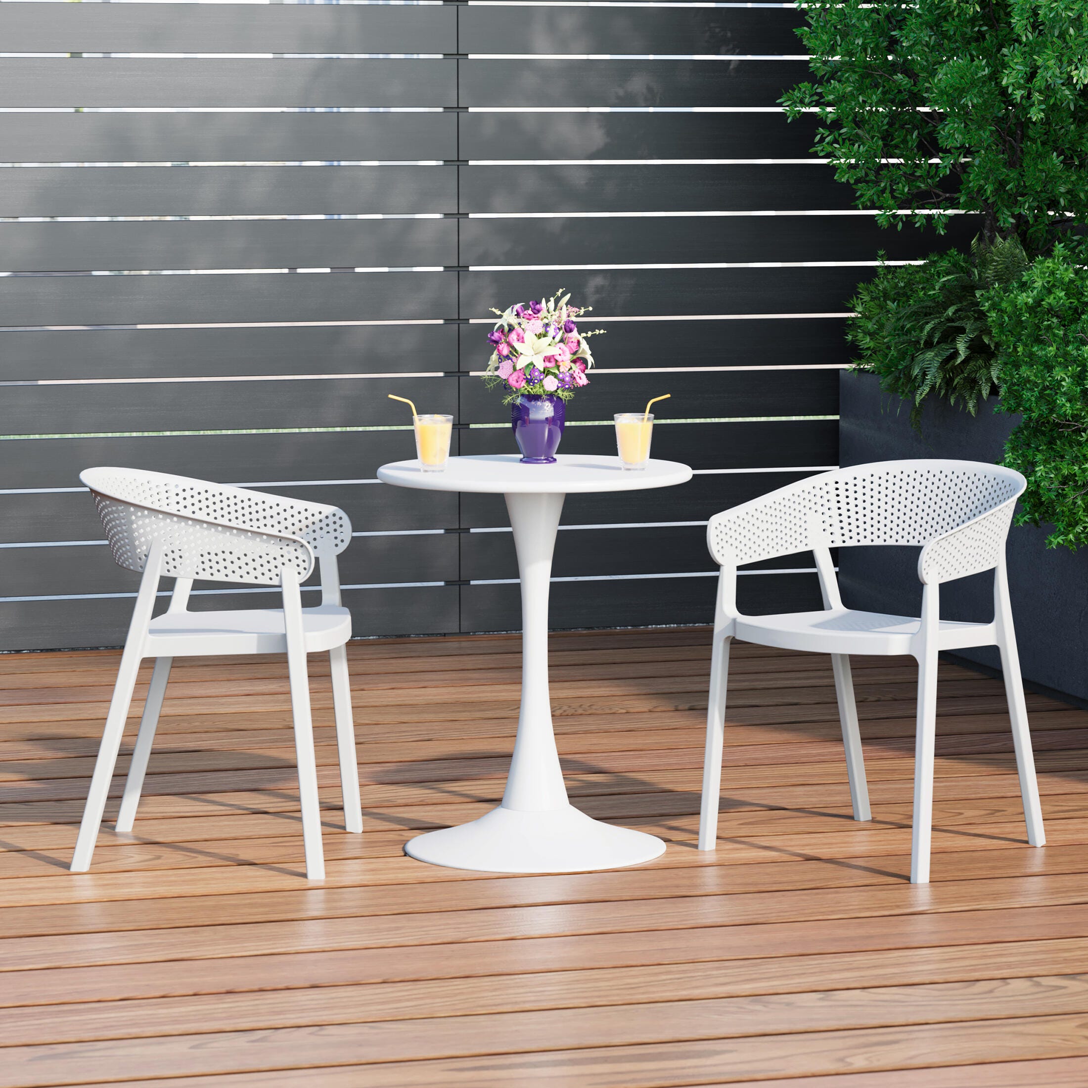 Westin Furniture Cove Outdoor Dining Armchair (Set of 2), White