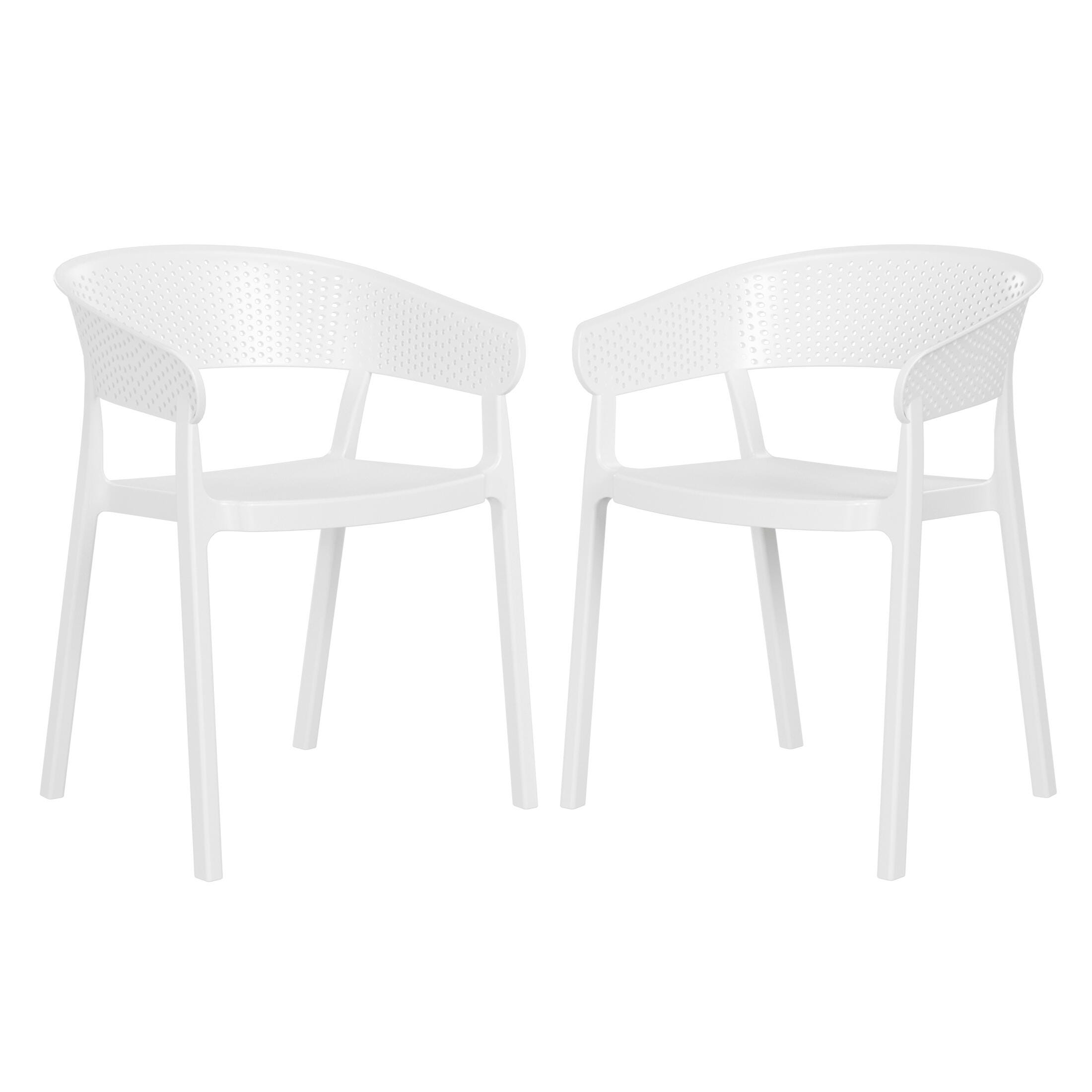 Westin Furniture Cove Outdoor Dining Armchair (Set of 2), White, large
