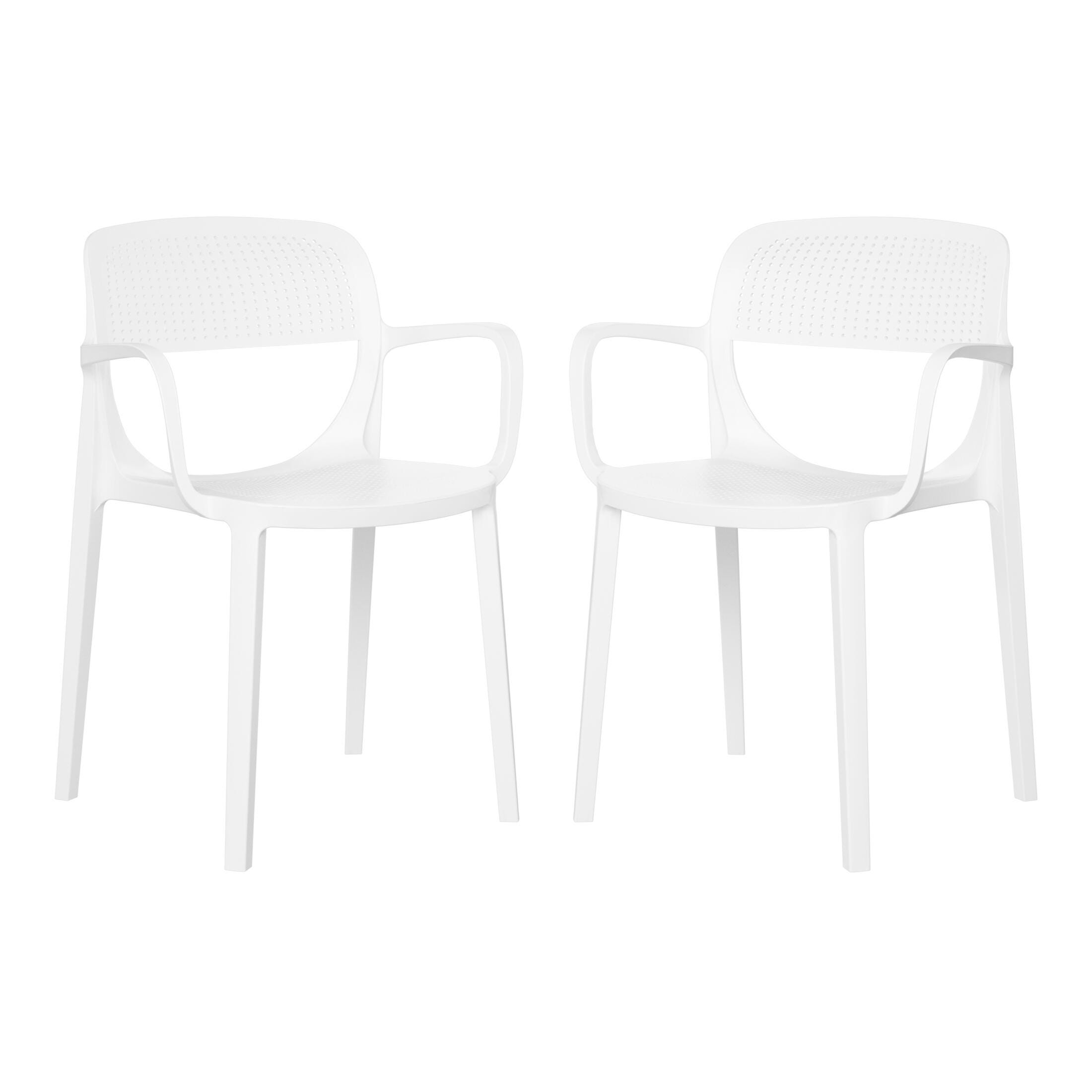 Westin Furniture Azure Outdoor Dining Armchair (Set of 2), White, large