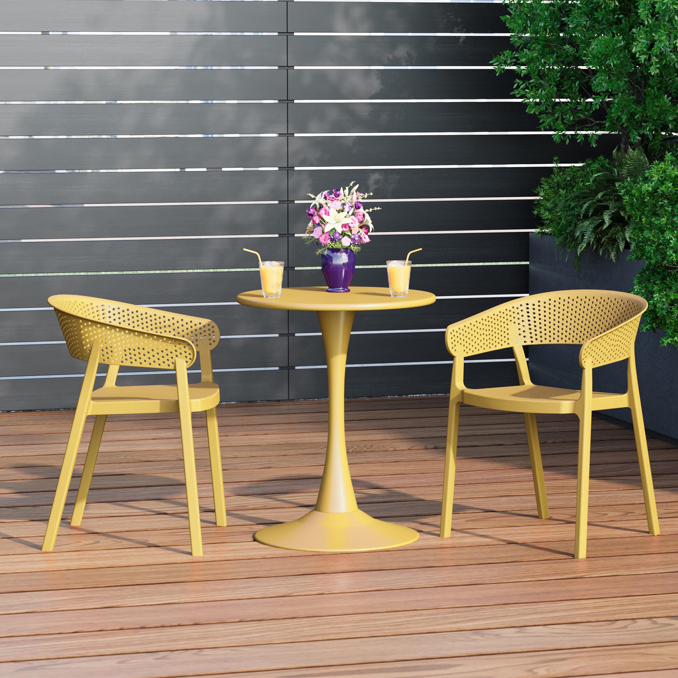 Westin Furniture Cove Outdoor Dining Armchair (Set of 2), Yellow, rollover