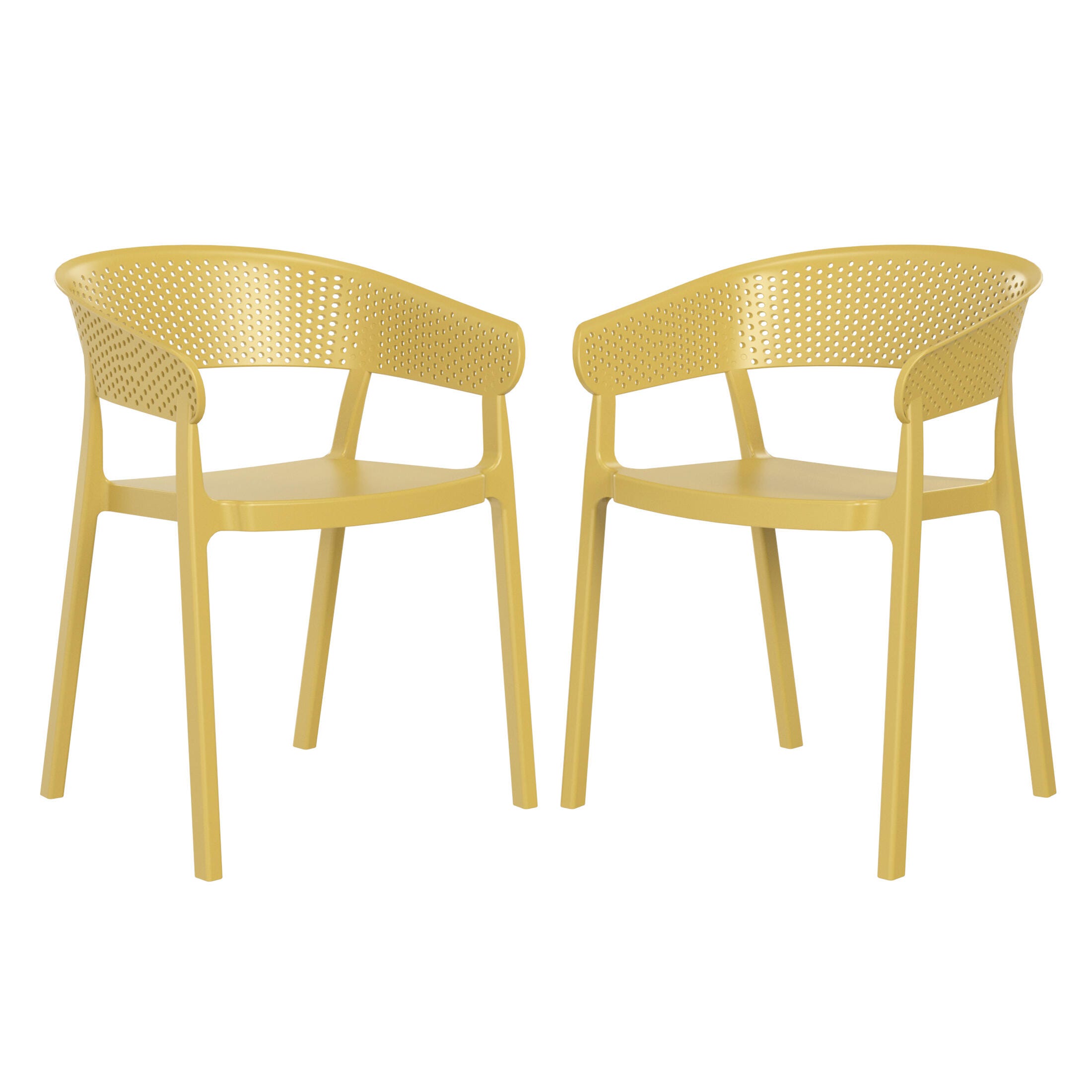 Westin Furniture Cove Outdoor Dining Armchair (Set of 2), Yellow, large
