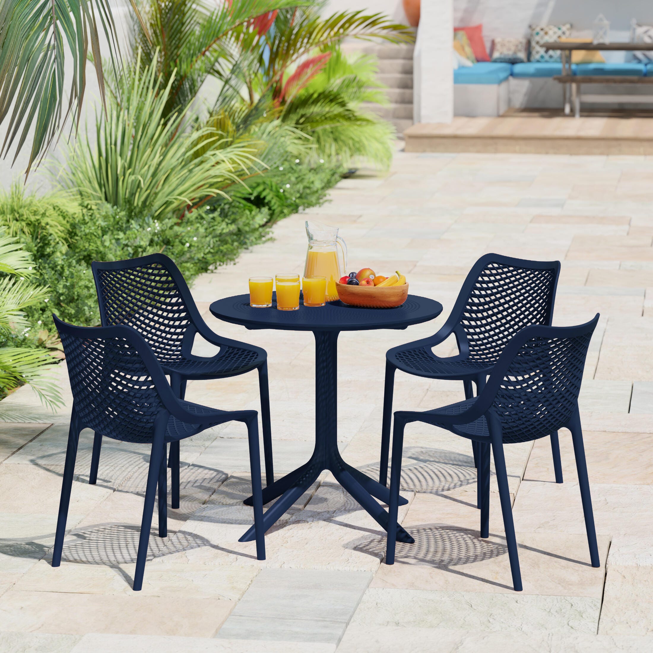 Westin Furniture Pearlina Outdoor Dining Table, Navy Blue, large