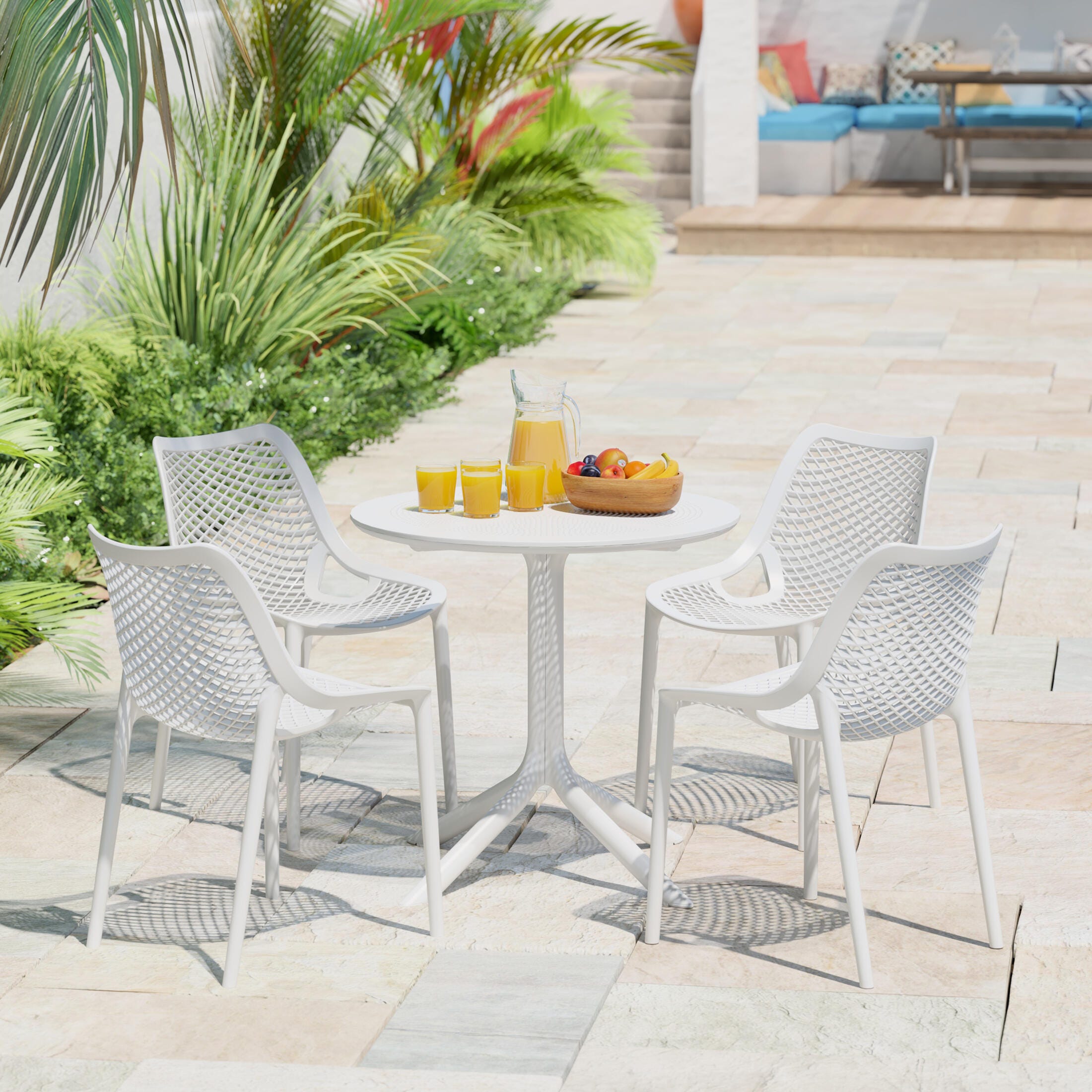 Westin Furniture Pearlina Outdoor Dining Table, White, large