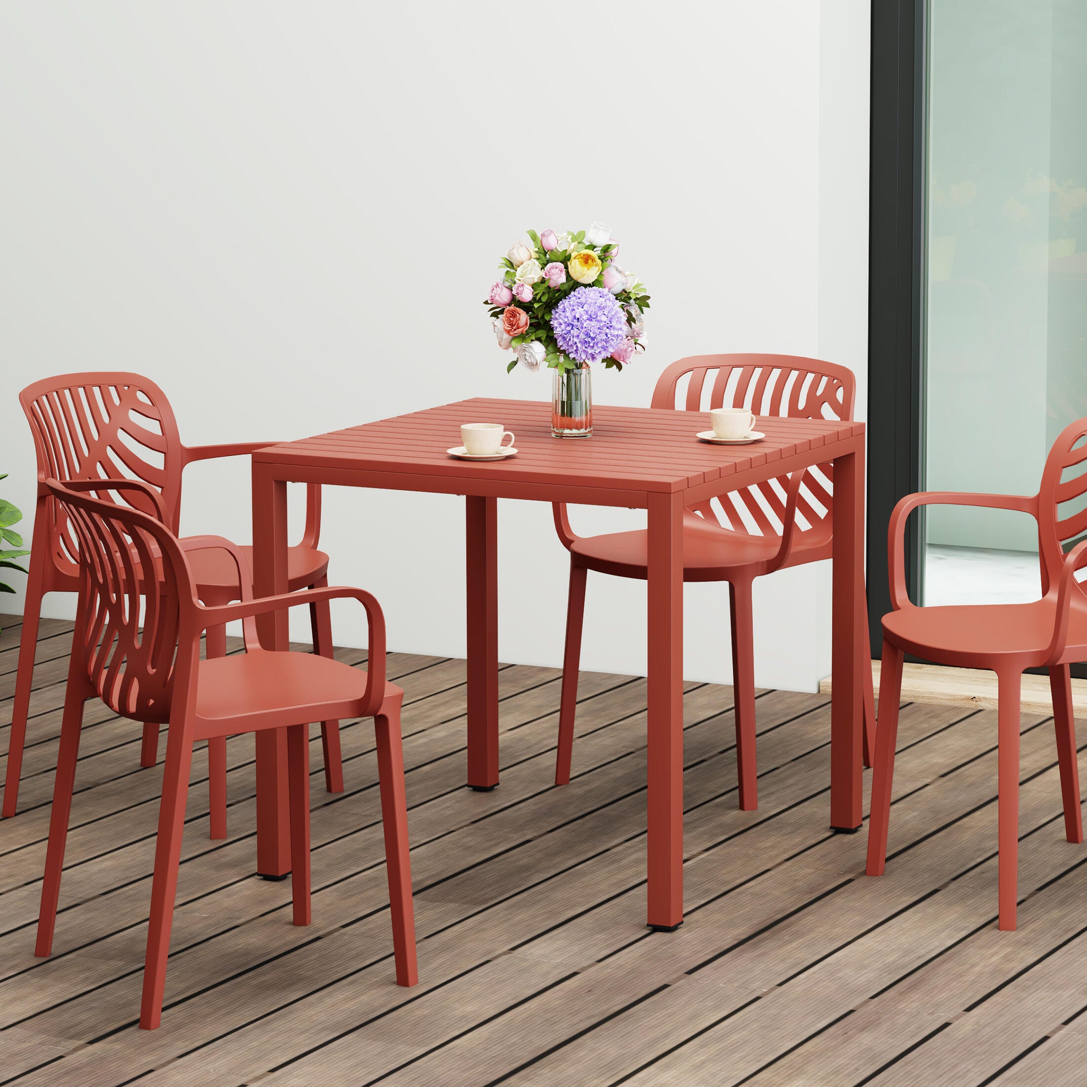 Westin Furniture Lucienne Outdoor Dining Table, Red, rollover
