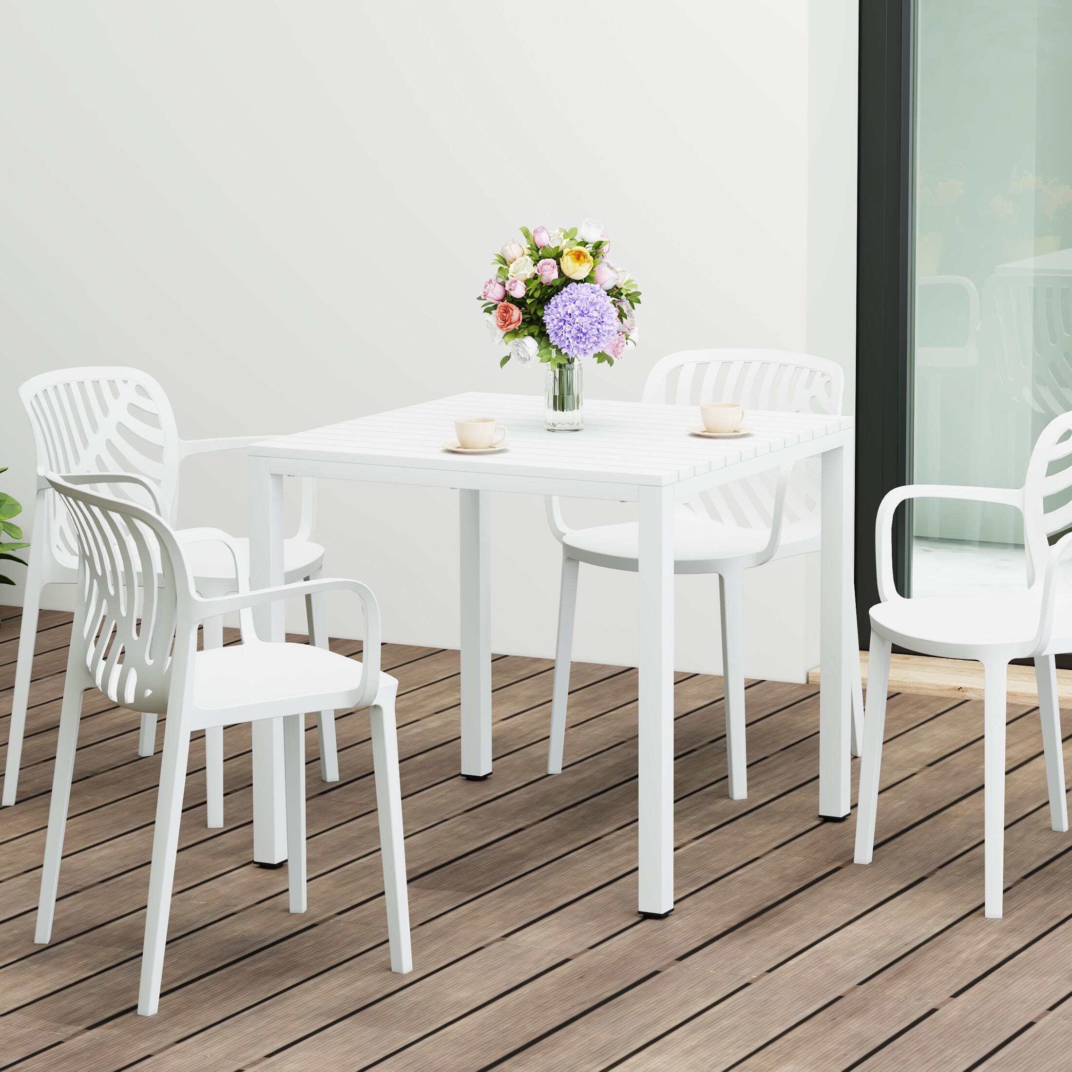 Westin Furniture Lucienne Outdoor Dining Table, White, large
