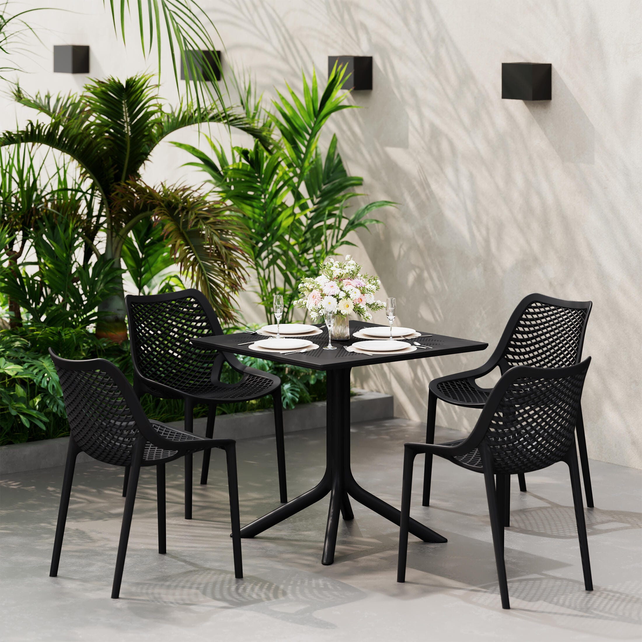 Westin Furniture Pearlina Solid Outdoor Dining Table, Black, rollover