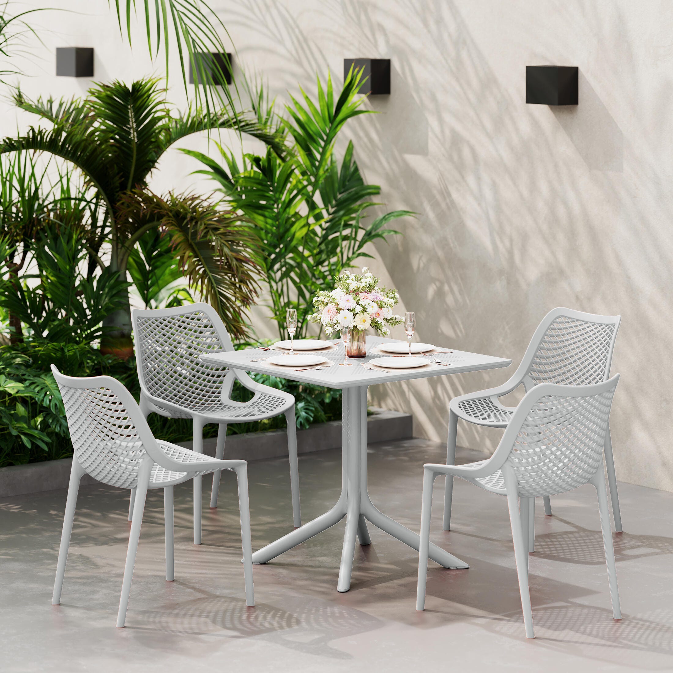 Westin Furniture Pearlina Solid Outdoor Dining Table, Gray, large