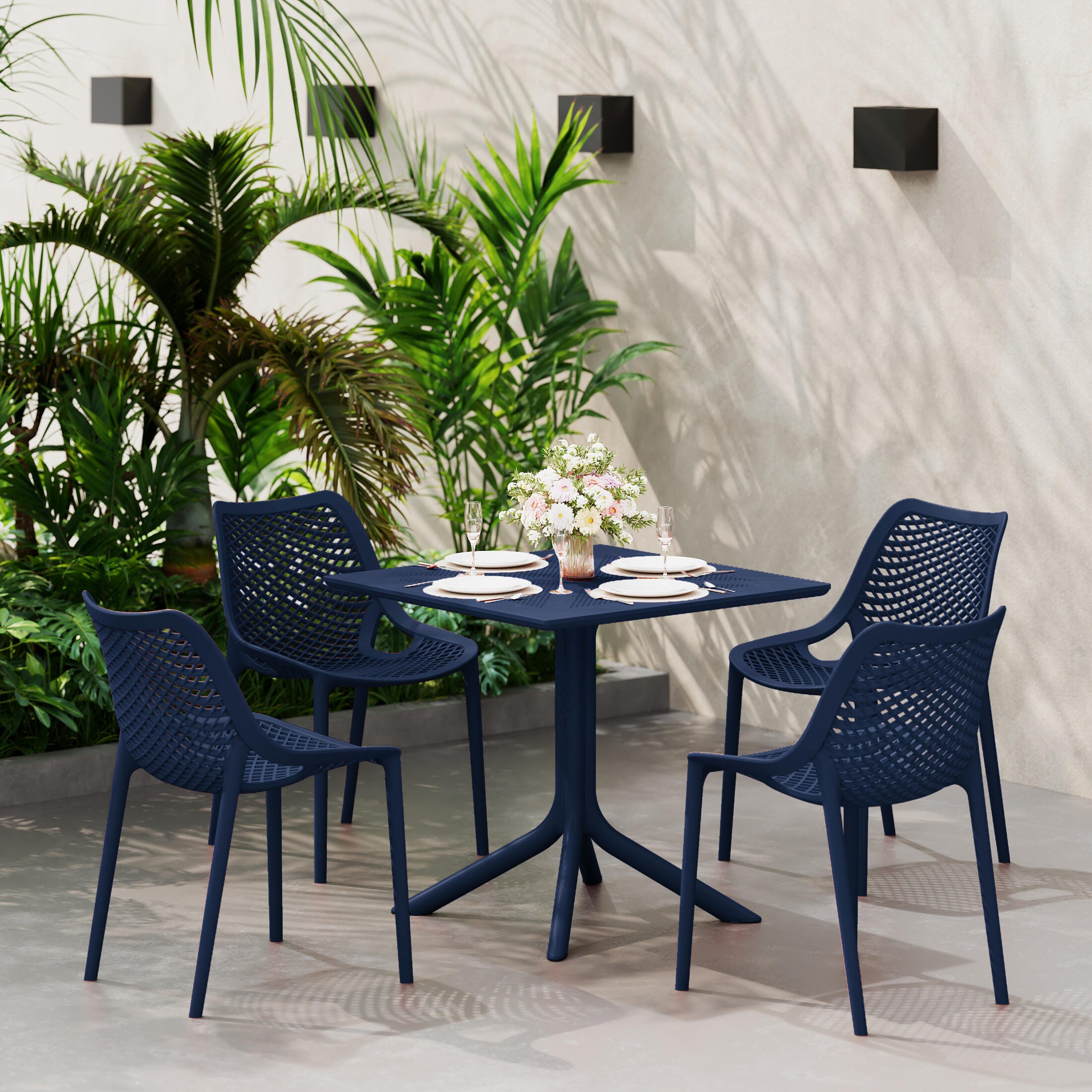 Westin Furniture Pearlina Solid Outdoor Dining Table, Navy Blue, rollover