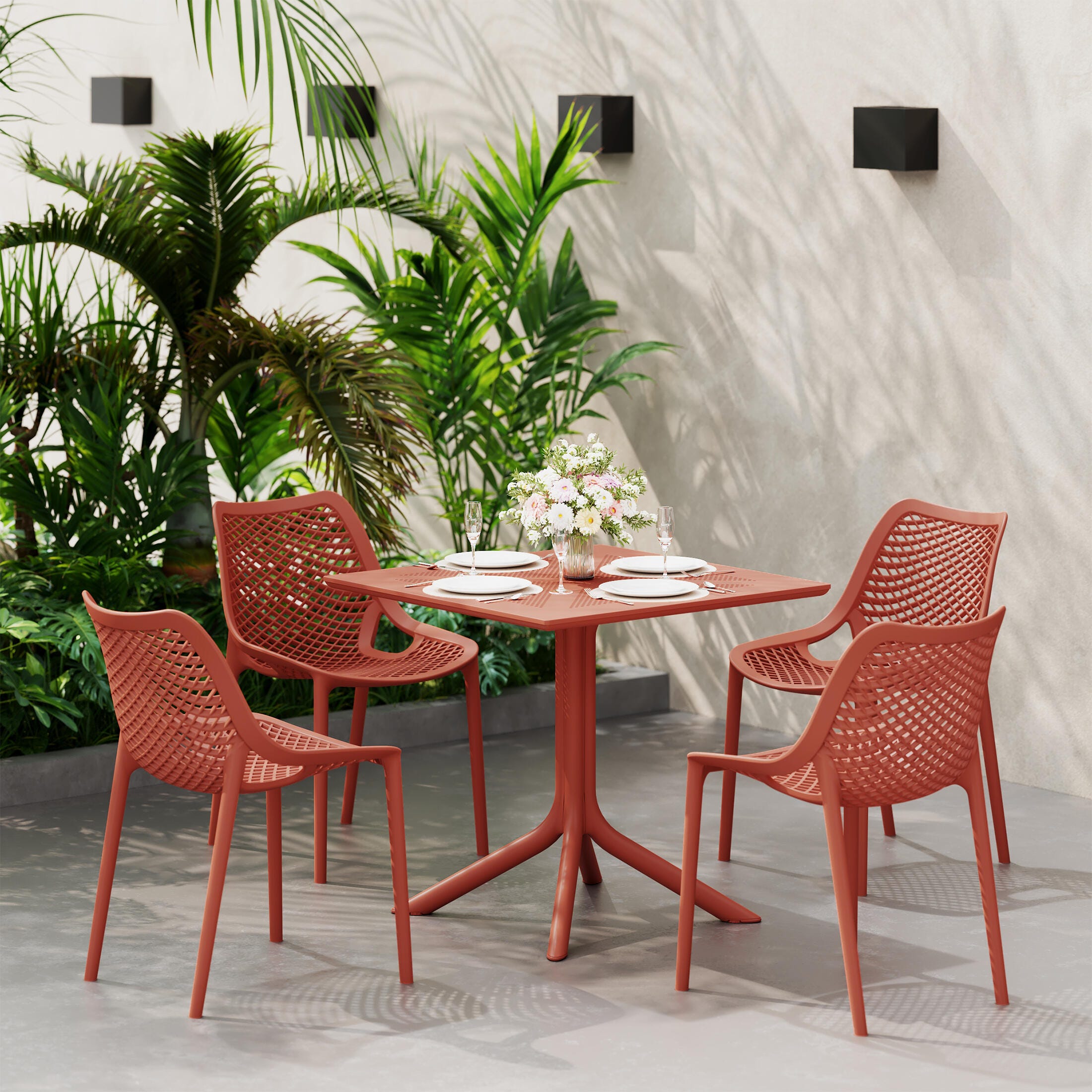 Westin Furniture Pearlina Solid Outdoor Dining Table, Red, rollover
