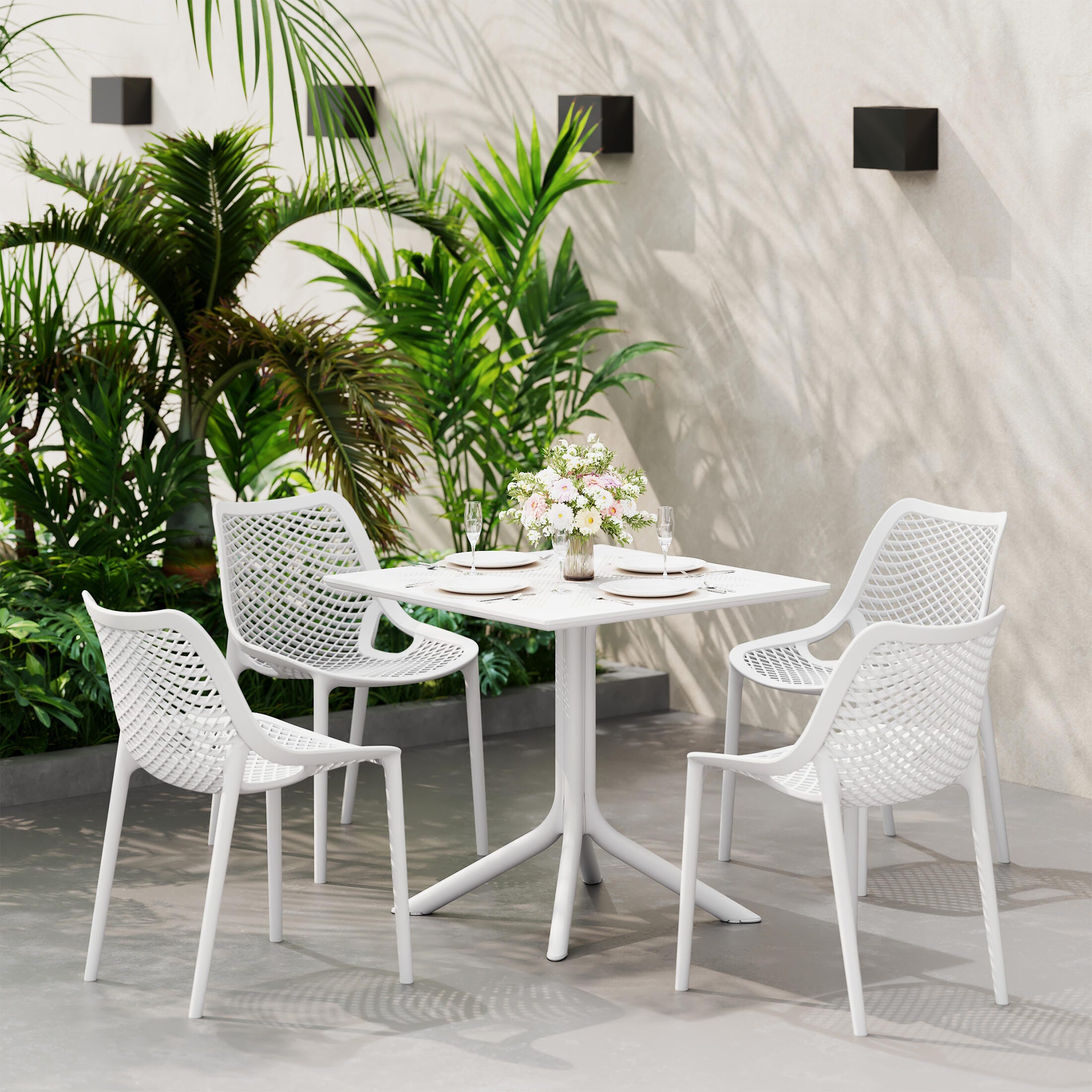 Westin Furniture Pearlina Solid Outdoor Dining Table, White, large