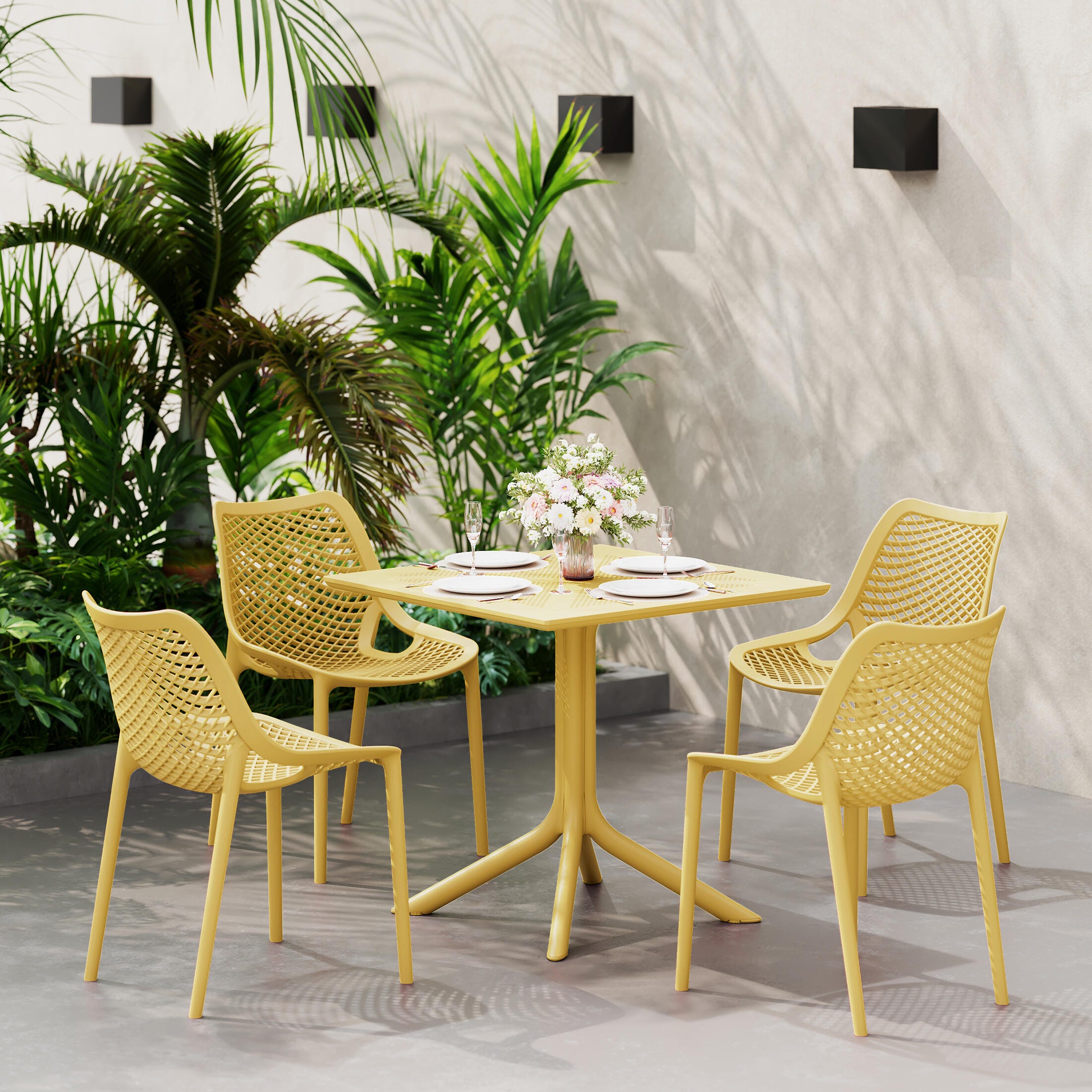 Westin Furniture Pearlina Solid Outdoor Dining Table, Yellow, rollover