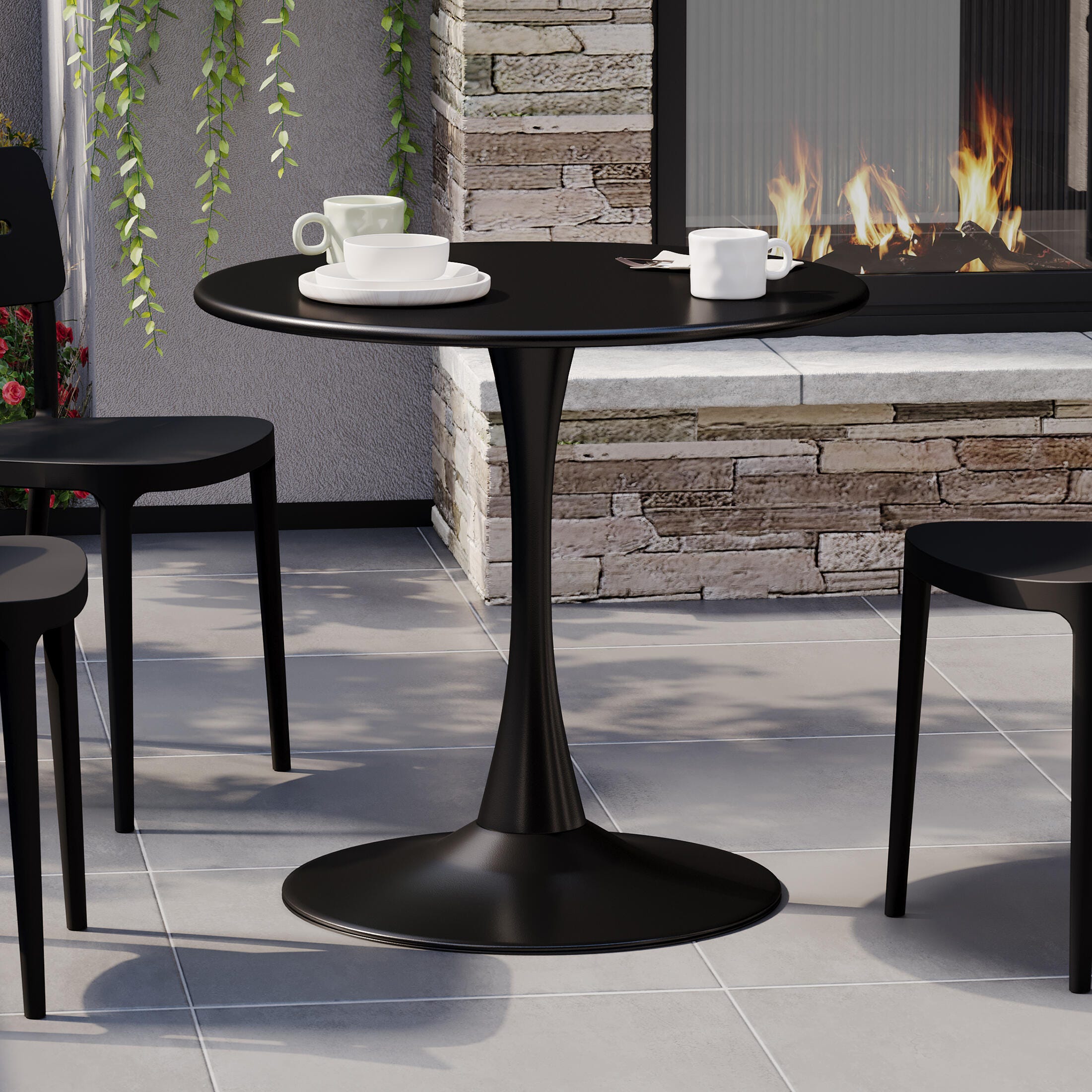 Westin Furniture Isla Solid Outdoor Dining Table, Black, rollover