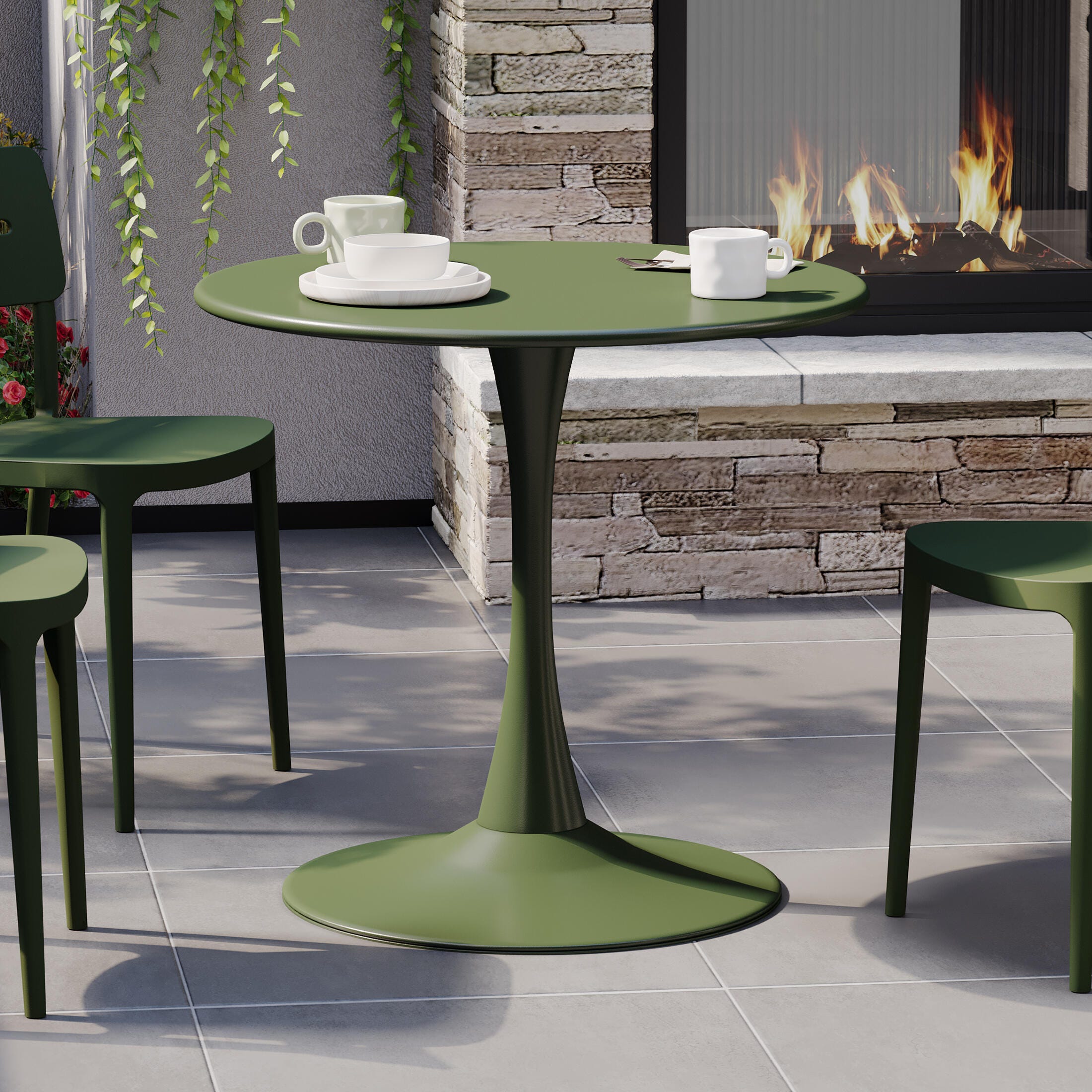 Westin Furniture Isla Solid Outdoor Dining Table, Olive Green, rollover
