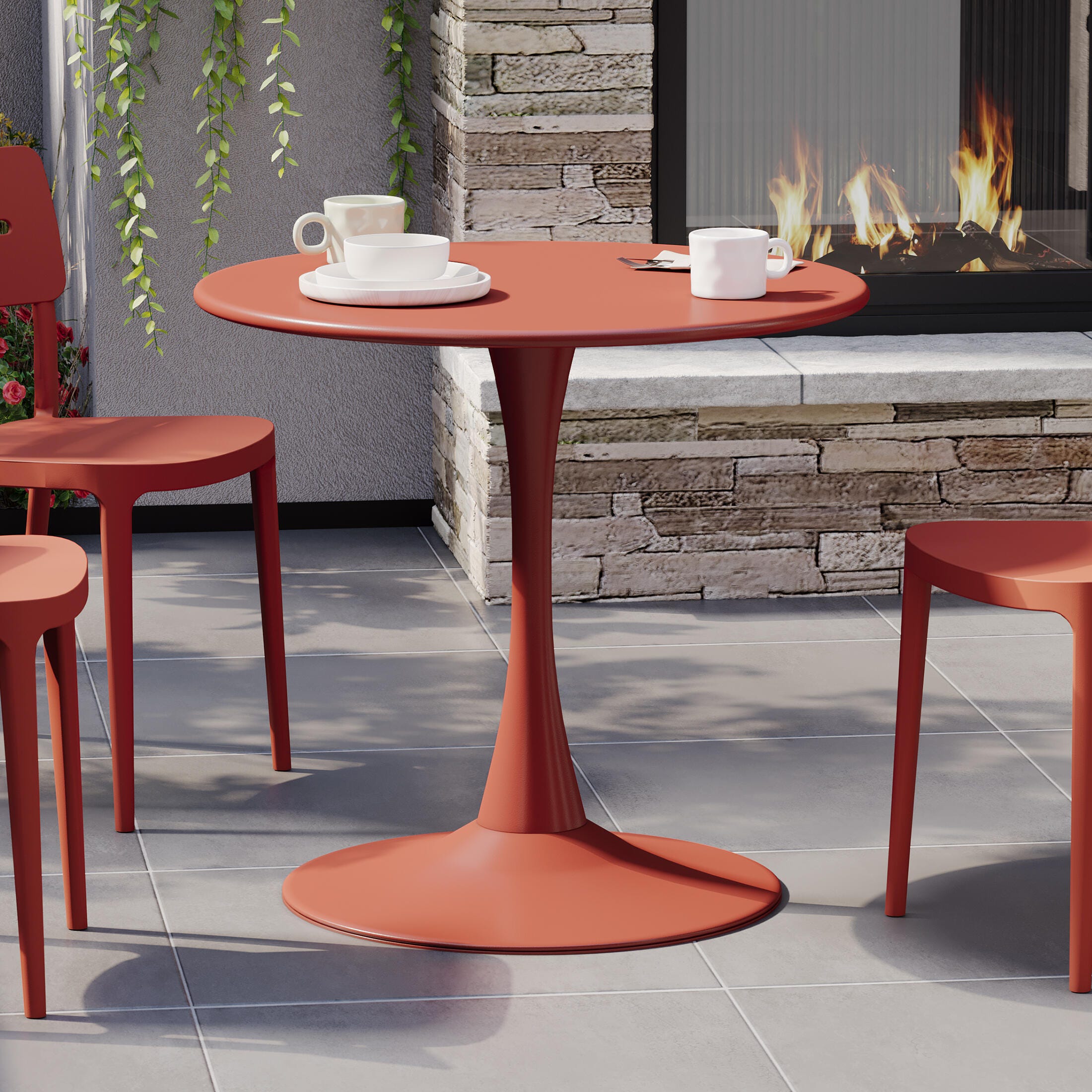 Westin Furniture Isla Solid Outdoor Dining Table, Red, rollover
