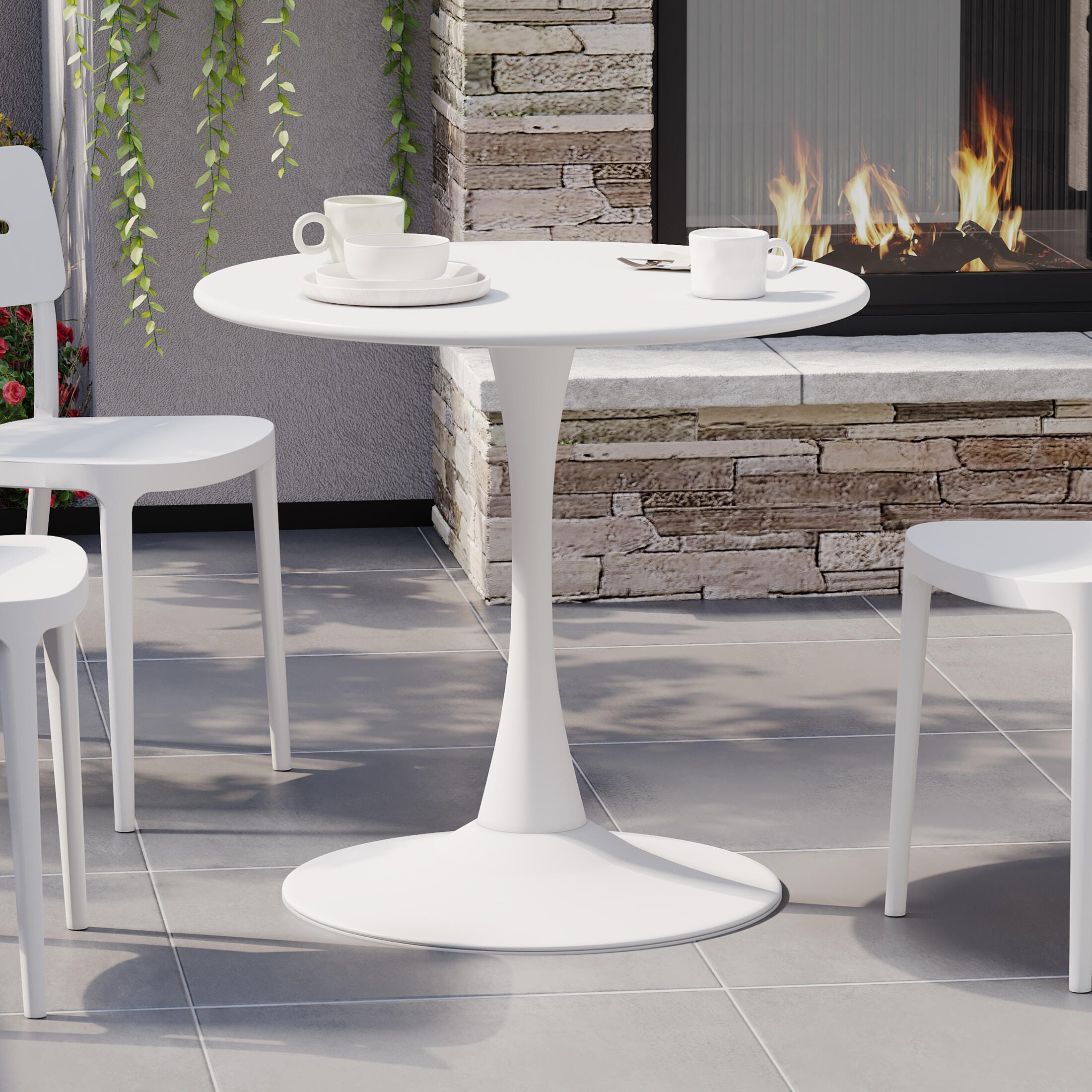 Westin Furniture Isla Solid Outdoor Dining Table, White, rollover