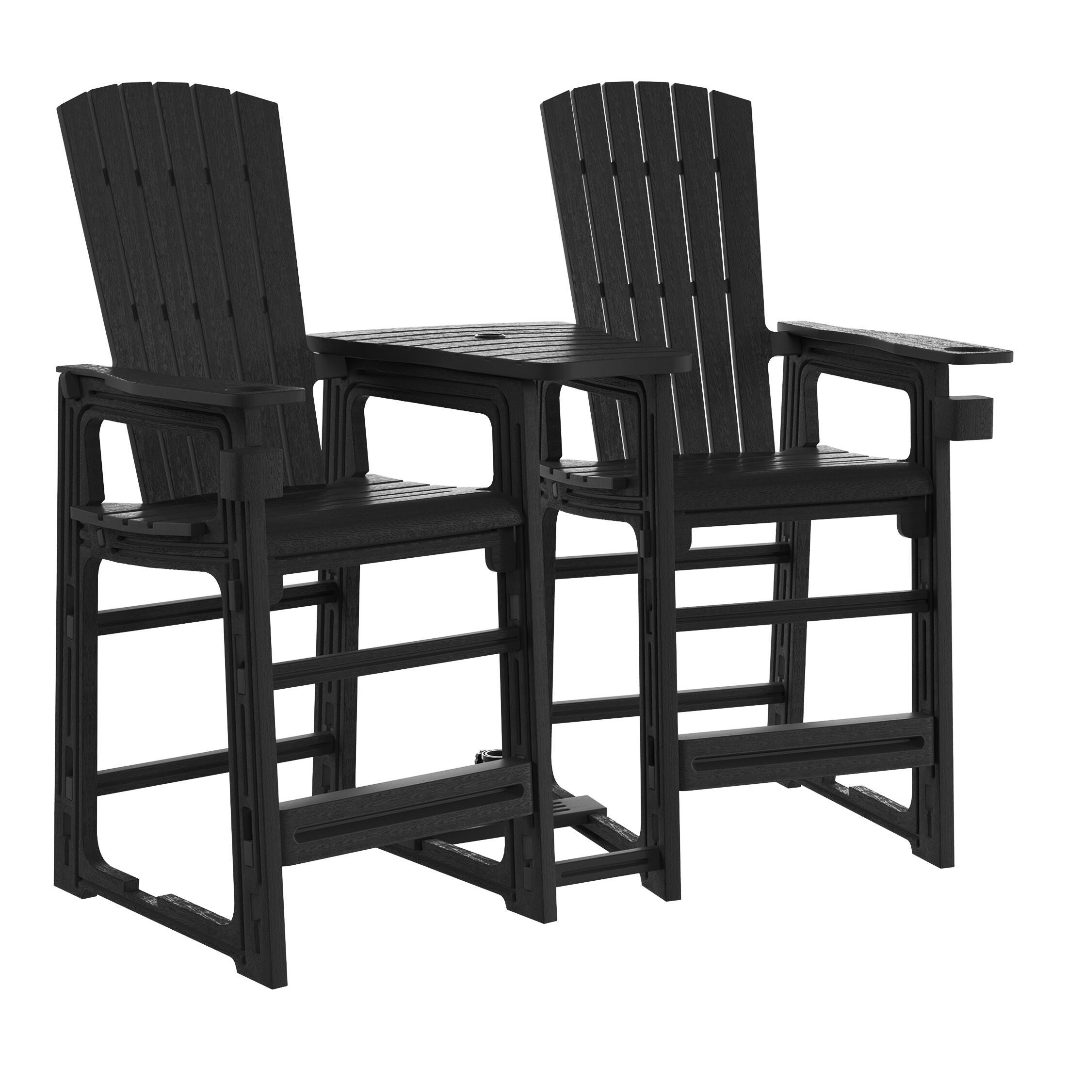 Westin Furniture Coastline Outdoor Adirondack Bar Chair (Set of 2), Black, large