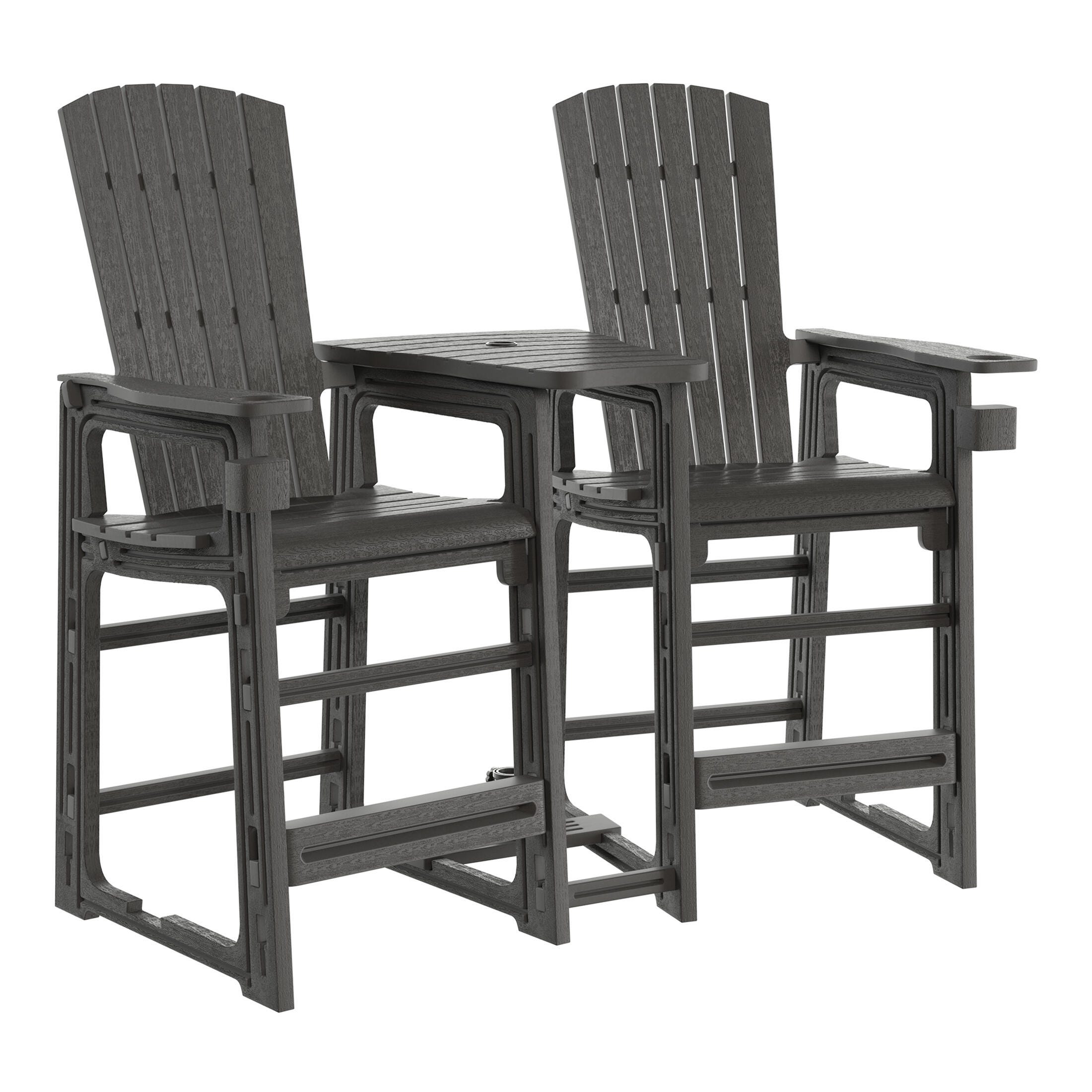 Westin Furniture Coastline Outdoor Adirondack Bar Chair (Set of 2), Gray, large