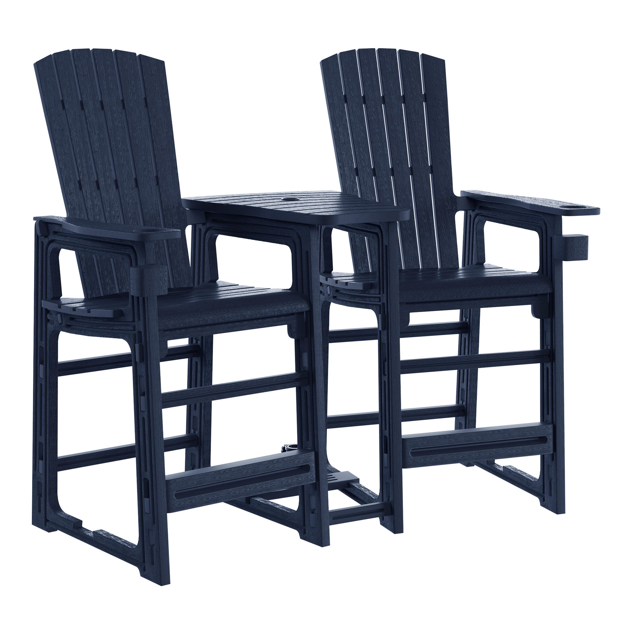 Westin Furniture Coastline Outdoor Adirondack Bar Chair (Set of 2), Navy Blue, large