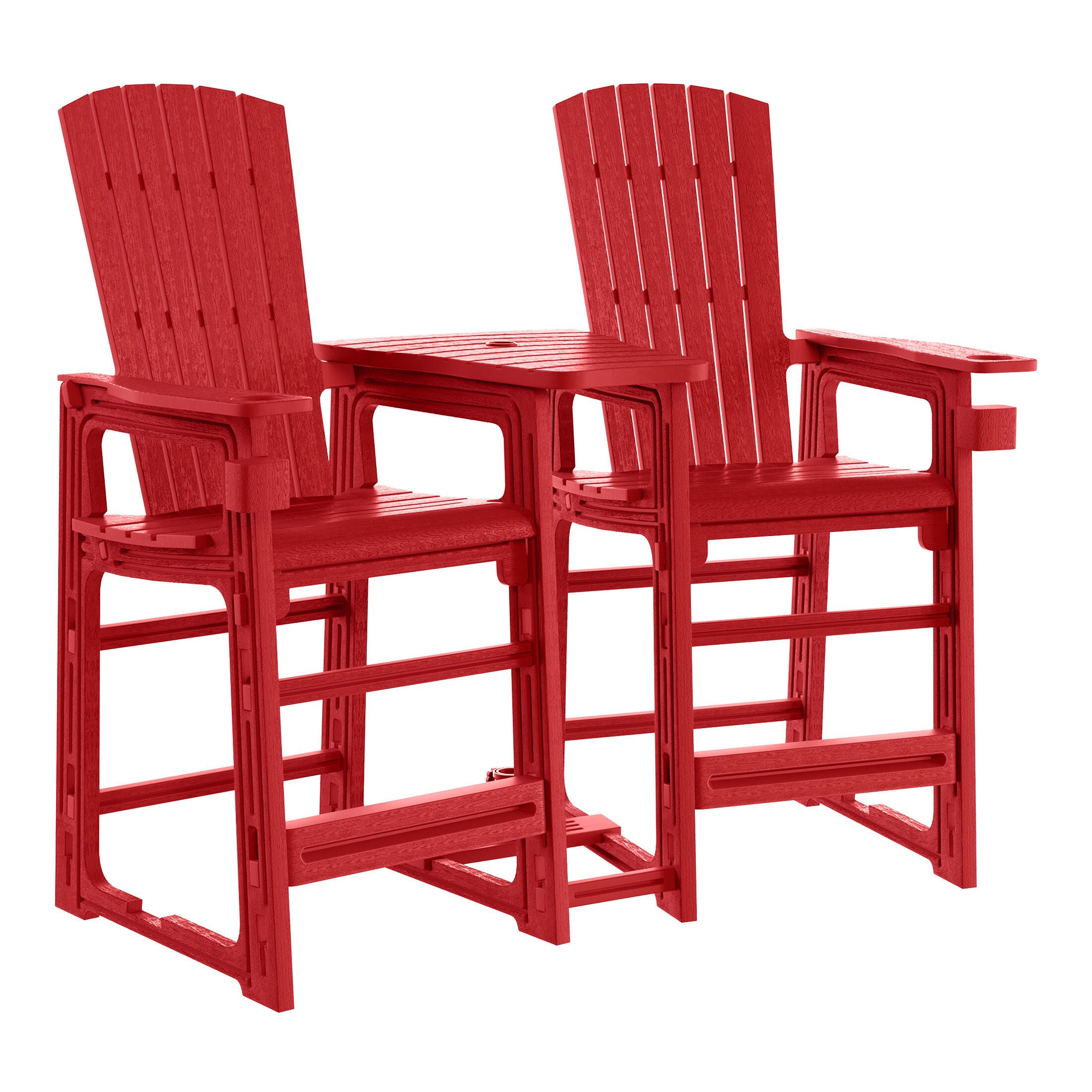 Westin Furniture Coastline Outdoor Adirondack Bar Chair (Set of 2), Red, large
