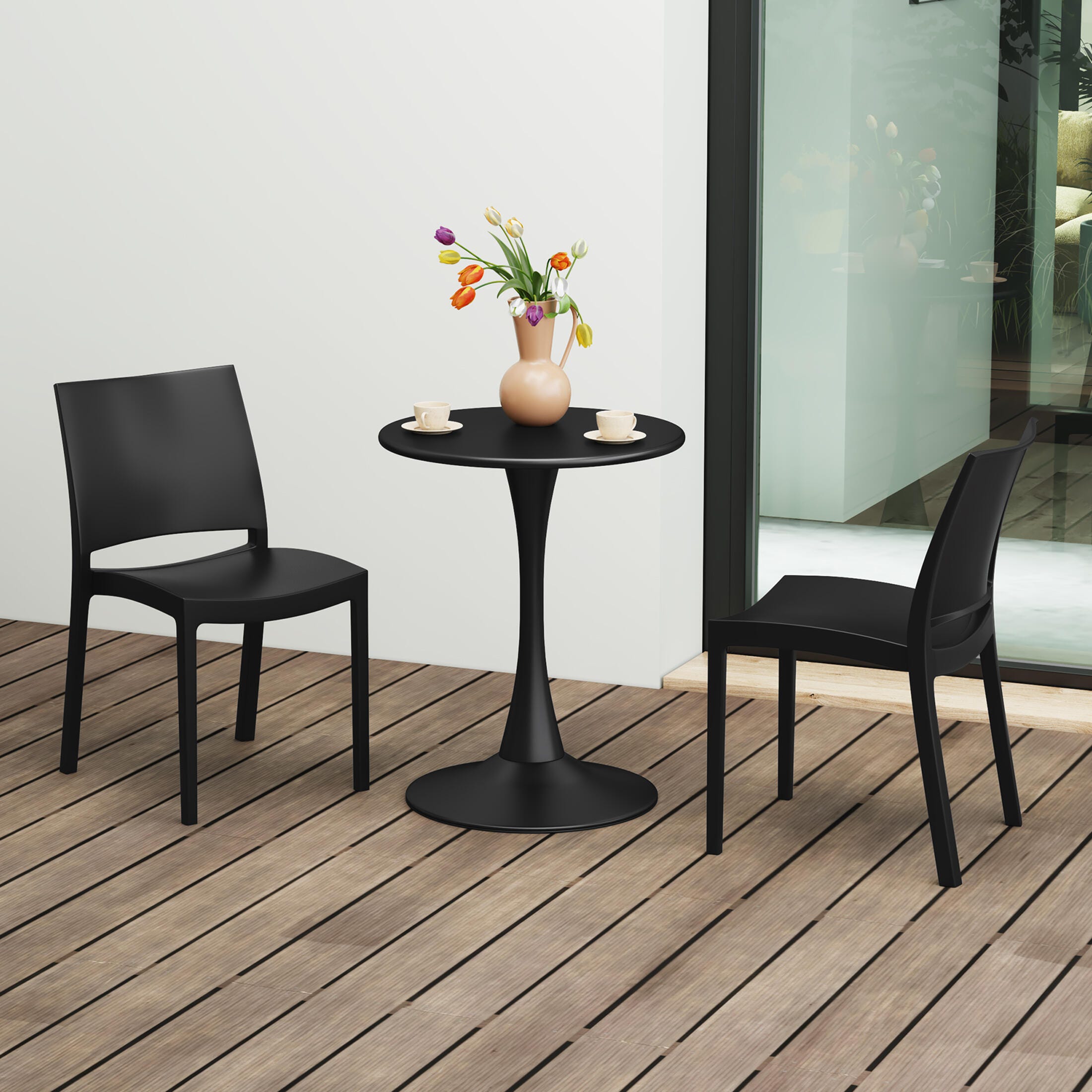 Westin Furniture Marbella Outdoor Dining Chair (Set of 2), Black, rollover