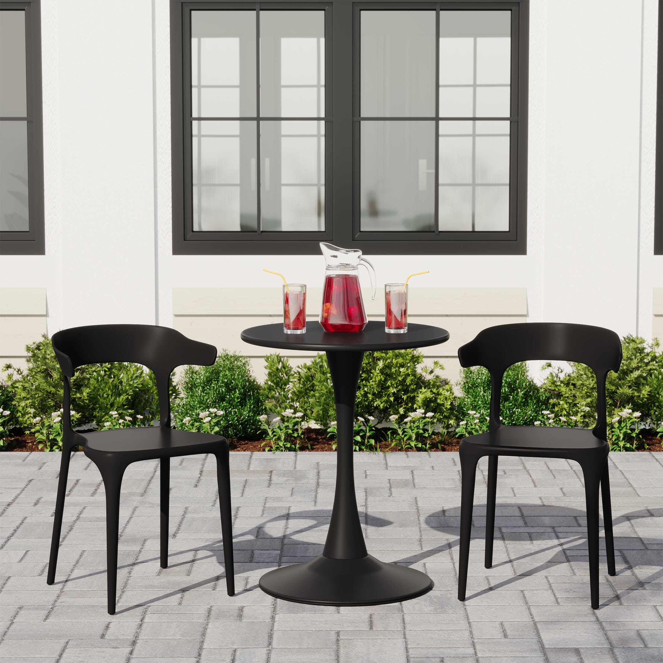 Westin Furniture Marina Outdoor Dining Chair (Set of 2), Black, rollover