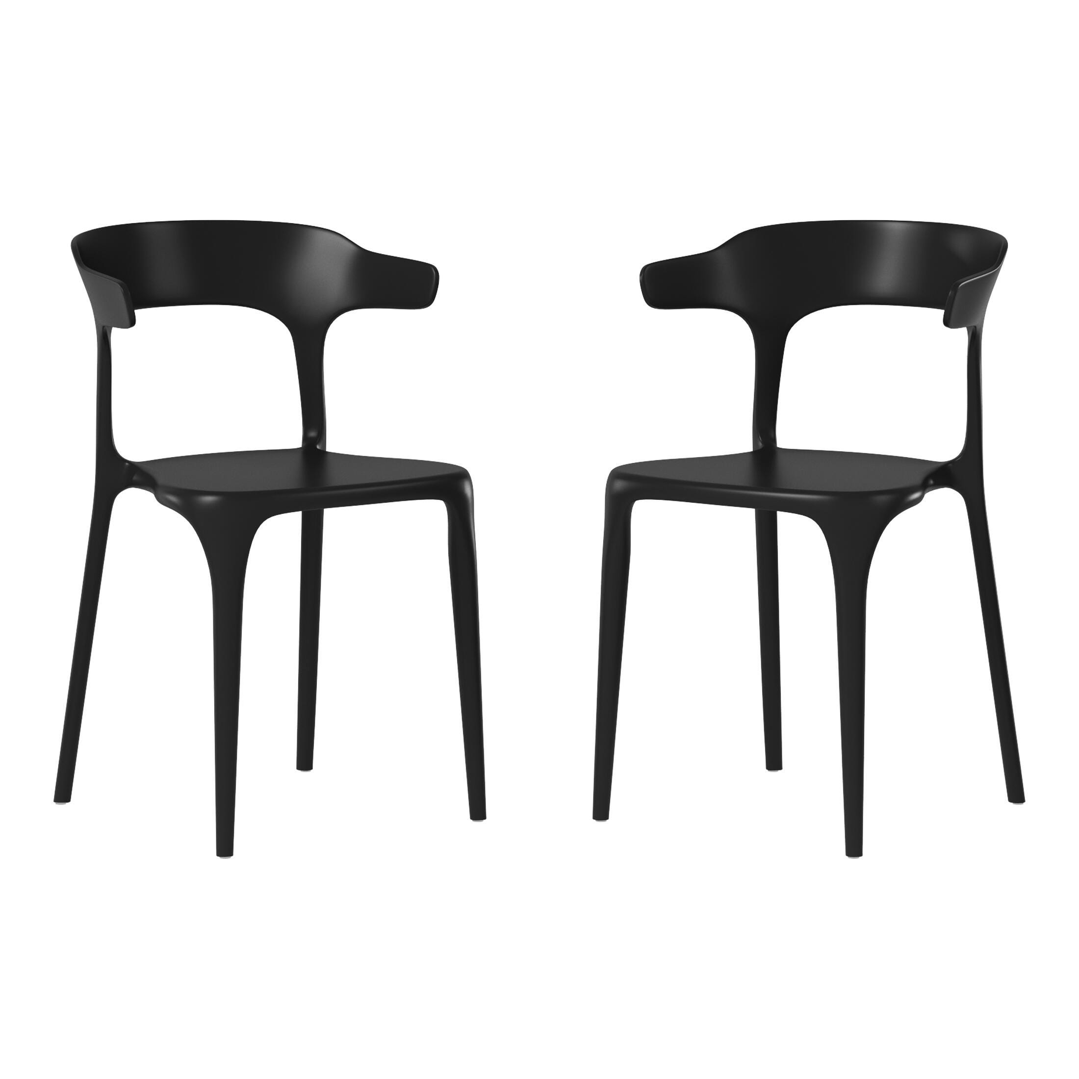 Westin Furniture Marina Outdoor Dining Chair (Set of 2), Black, large